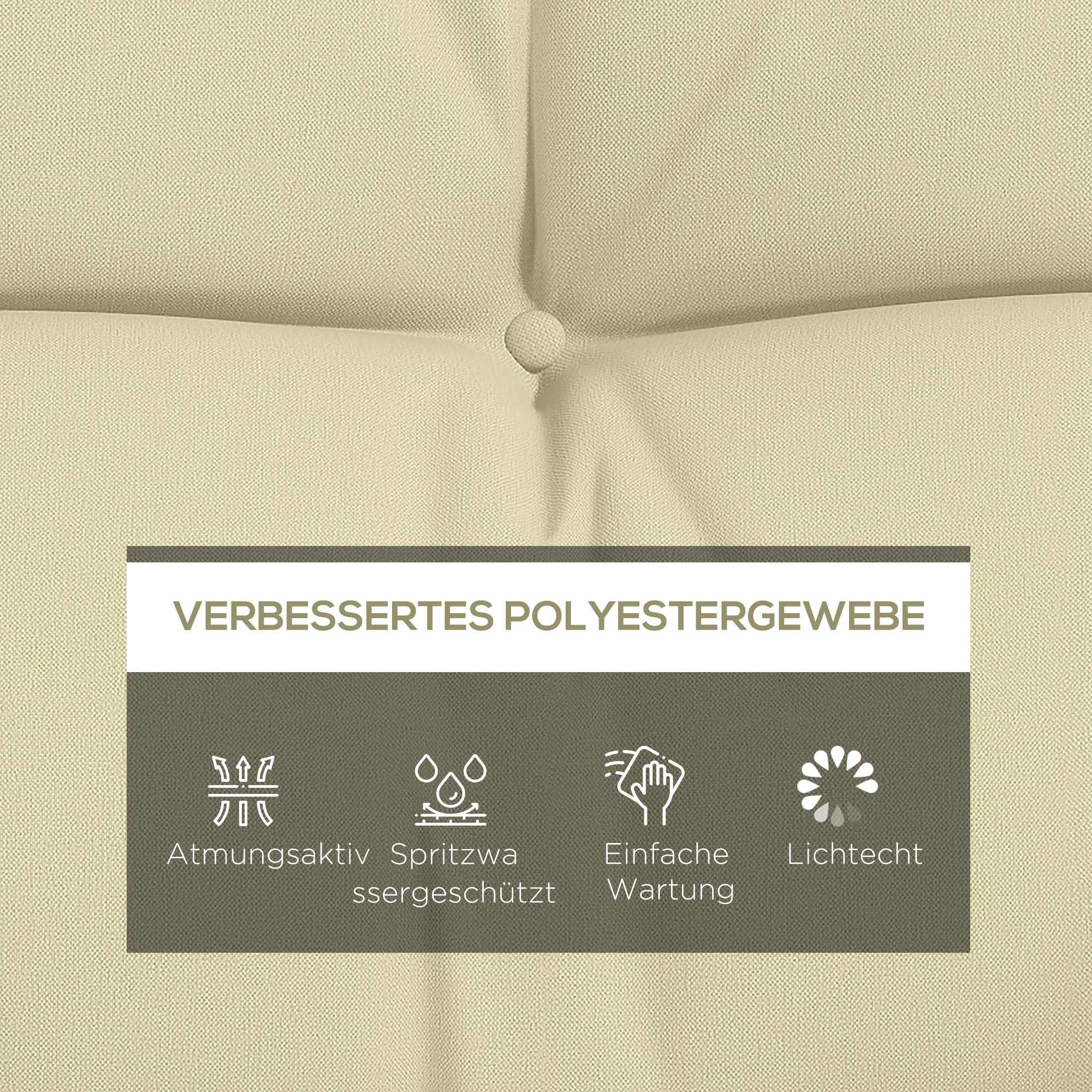 Set med dynor för utomhusstolar, vattenavvisande, 150x50 cm, krämfärgad