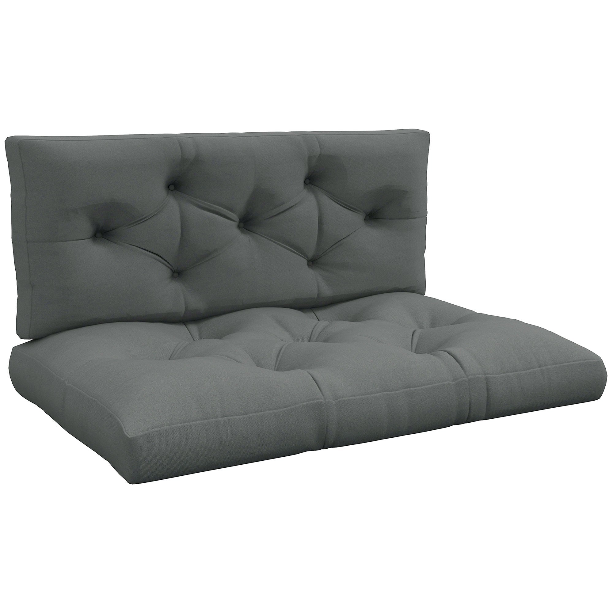 Set med utomhuskuddar, tuftade, 120x80x12 cm, ljusgrå