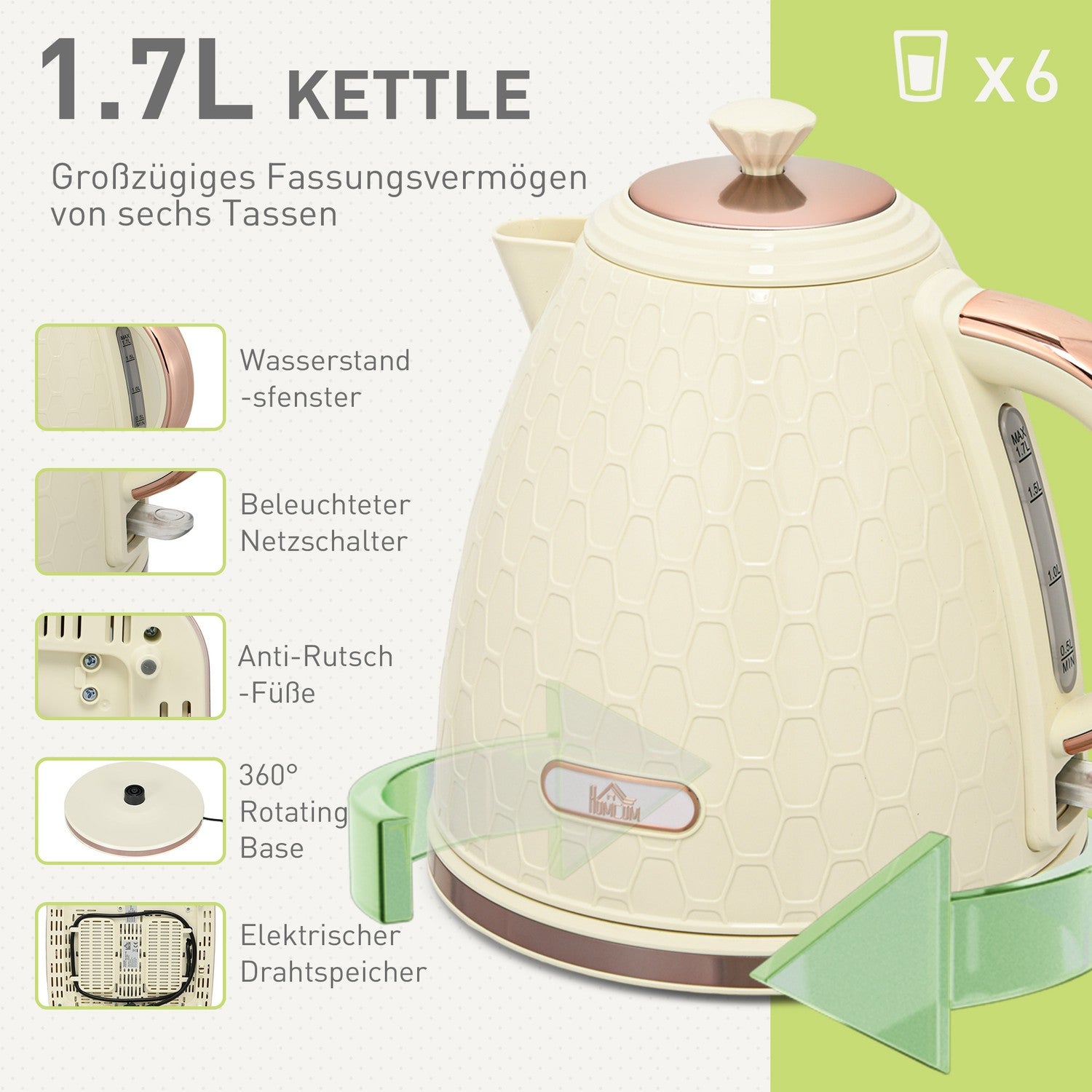 Set med vattenkokare och brödrost – 1,7 l, 4 skivor, 7 bryningsnivåer