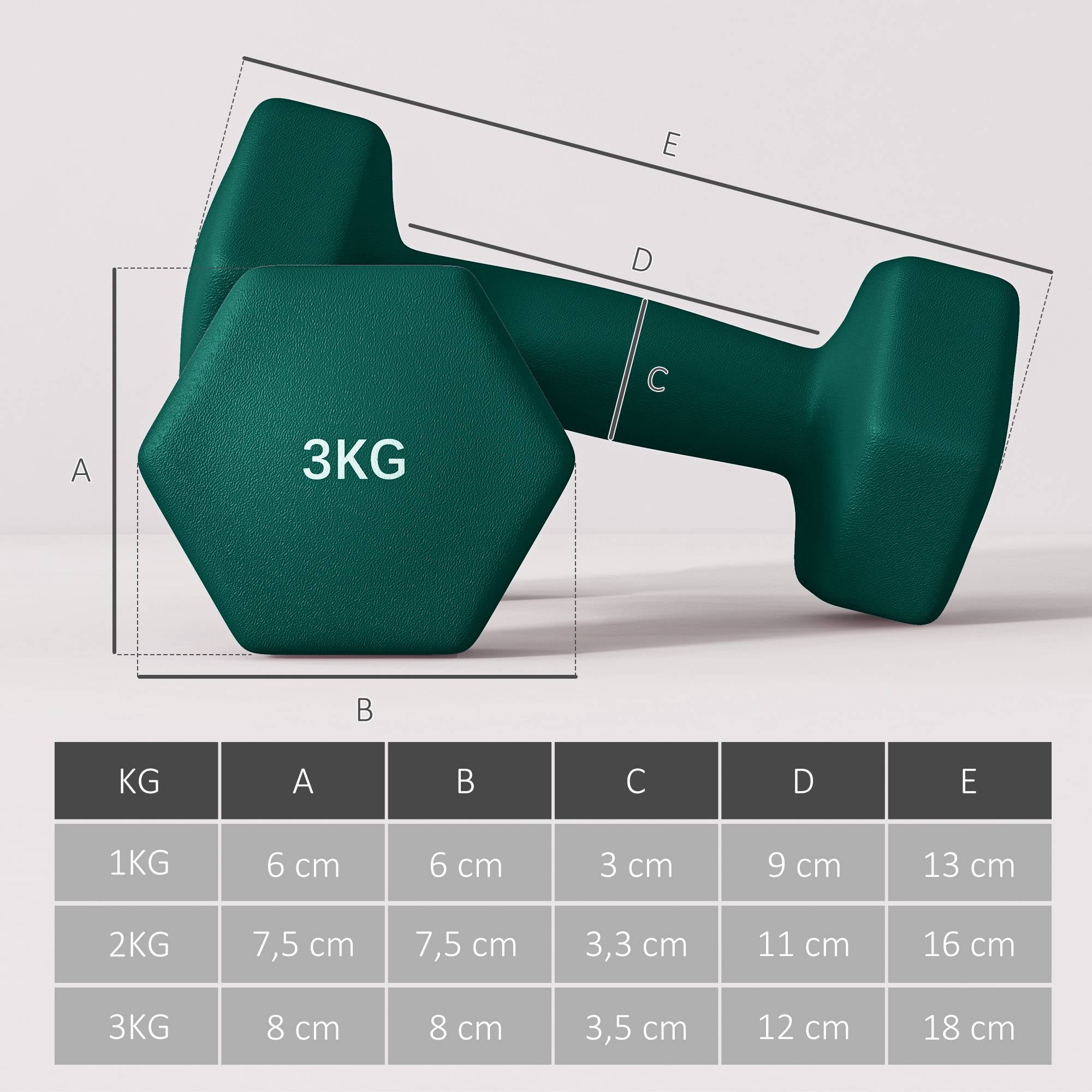 Sexkantshantelset med ställ – 1 kg, 2 kg, 3 kg par