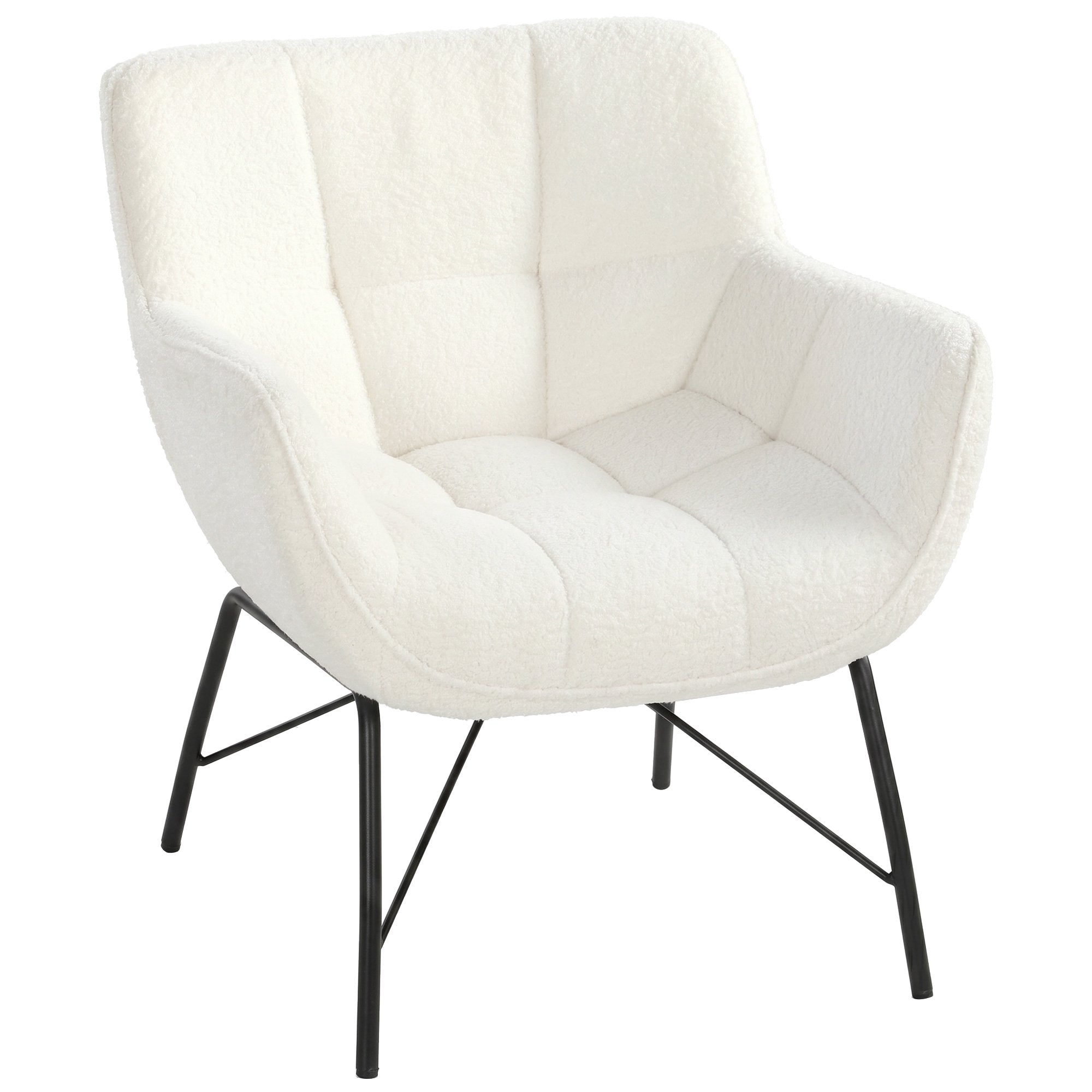 Sherpa Fleece Lounge Chair, Böjd Rygg, Metallben