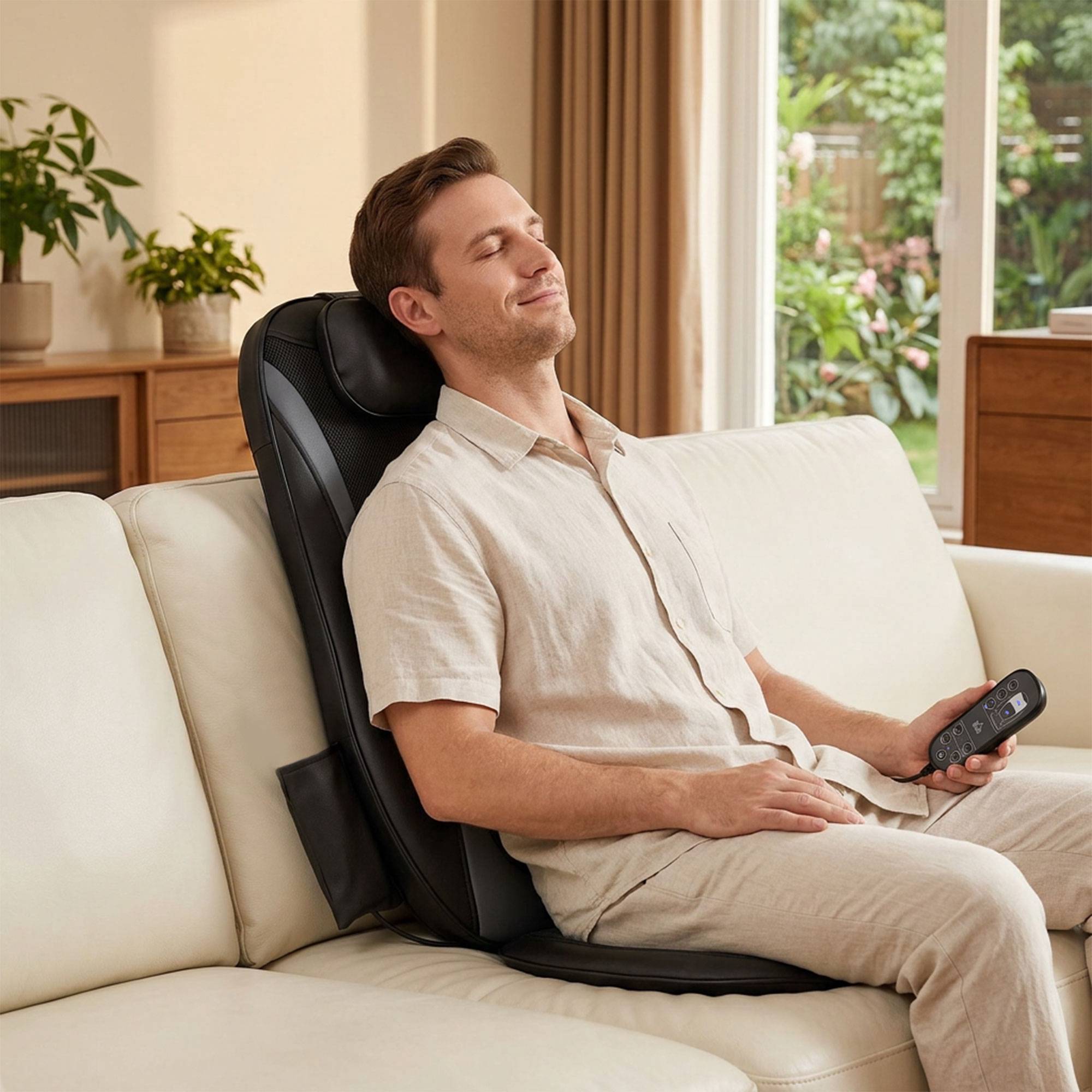 Shiatsu-ryggmassageapparat med värme, 3-nivås sitsvibration