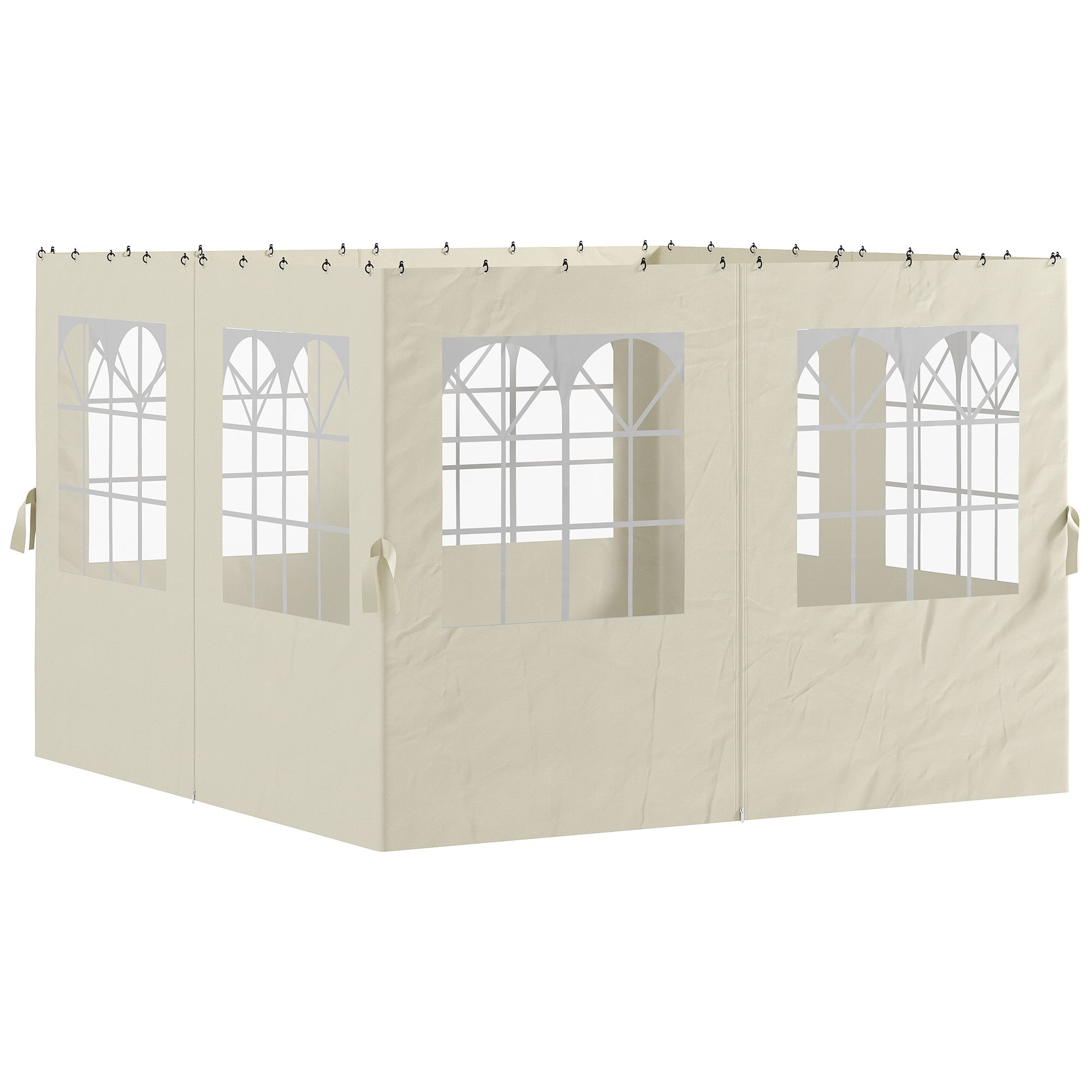 Sidopaneler till paviljong, 4-pack, 3x3m, krämfärgade, UV- och vattenbeständiga