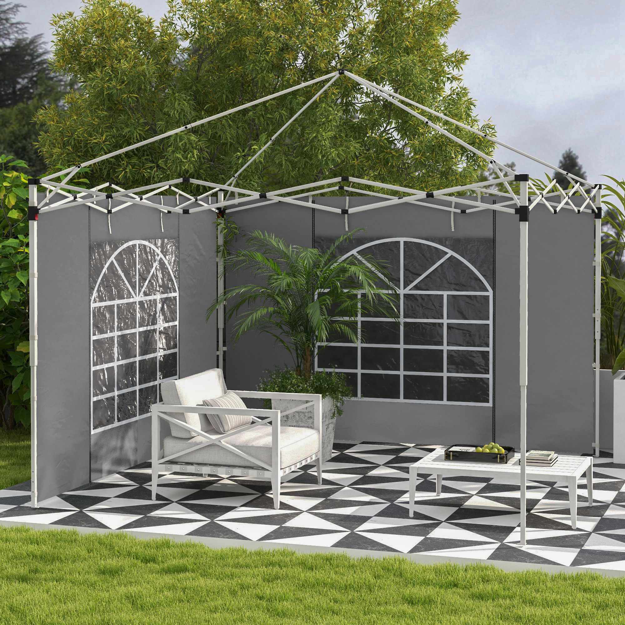 Sidopaneler till paviljong, set för 3x3m eller 3x6m, ljusgrå