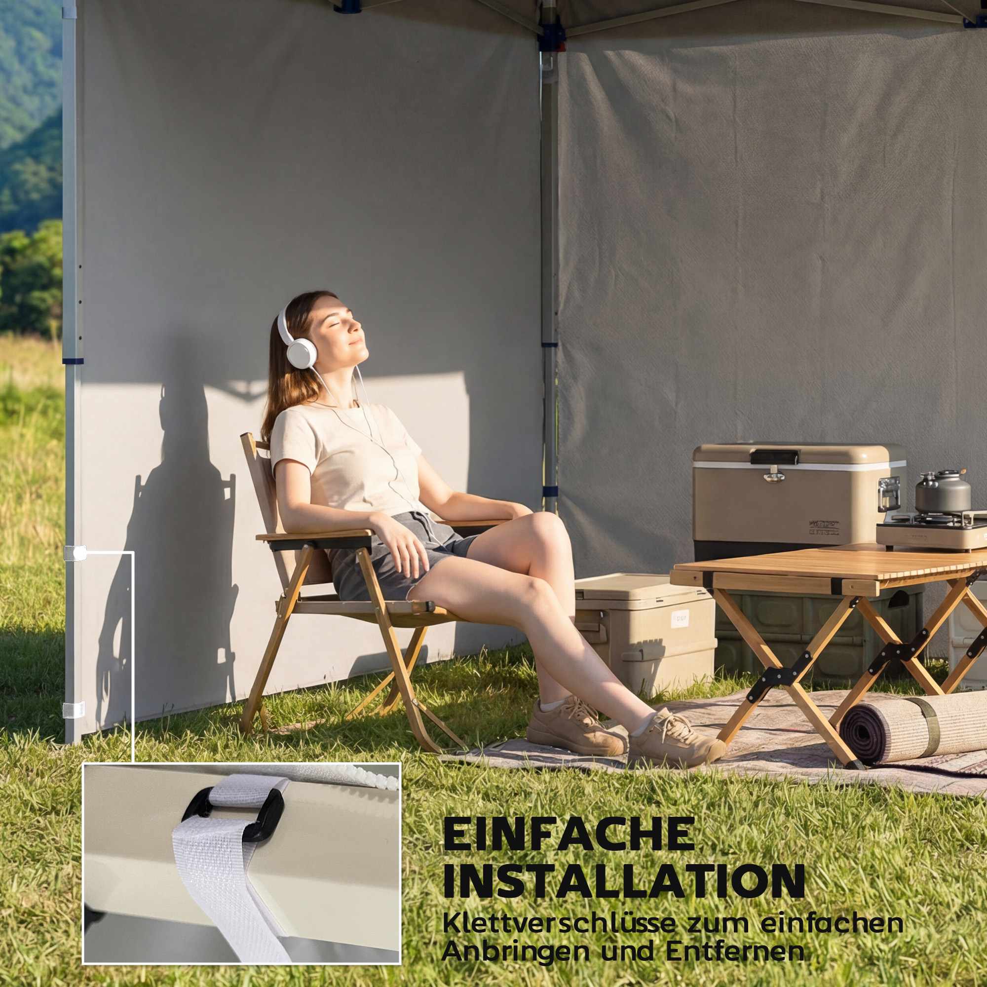 Sidoväggar till paviljonger, 3x3m, UPF 50+ Oxfordtyg