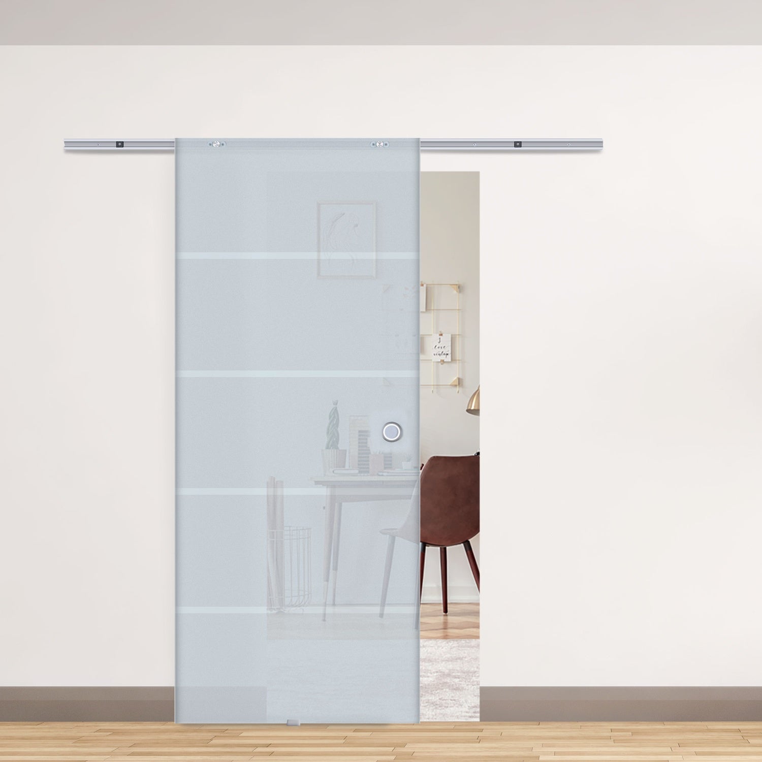 Skjutdörr i glas, satinfinish, 775-1025 x 2050 mm