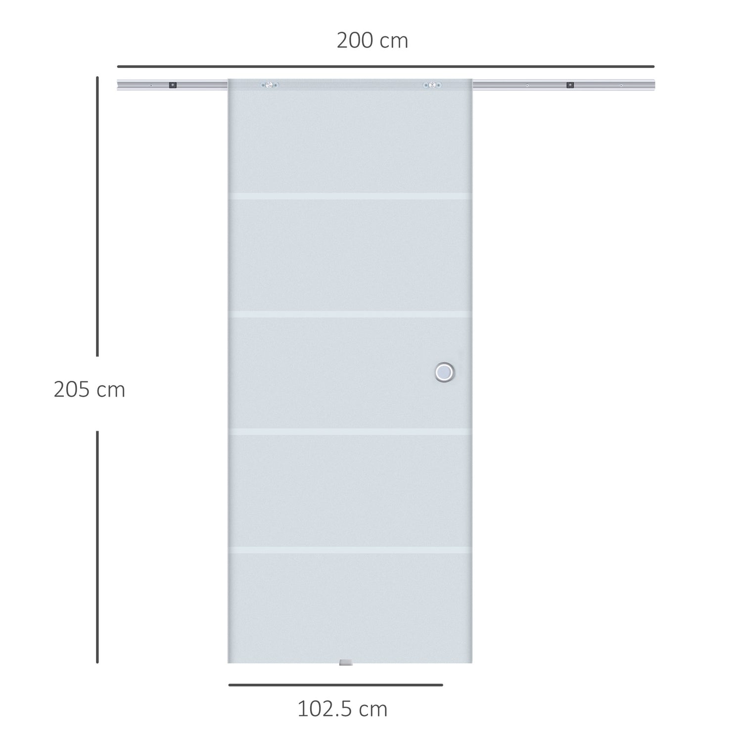 Skjutdörr i glas, satinfinish, 775-1025 x 2050 mm