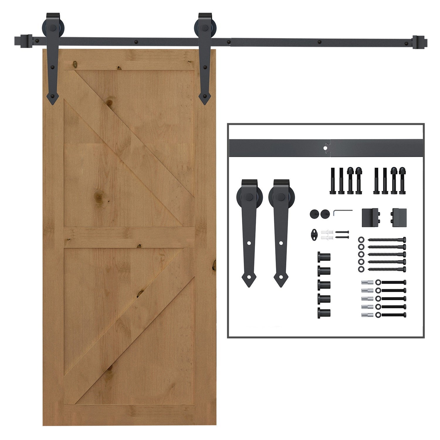 Skjutdörrsbeslagssats, kolstål, 200 cm, brun
