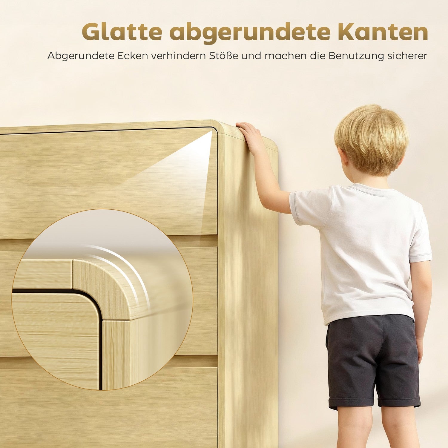 Skänk med 6 lådor, 100 cm, naturträfinish