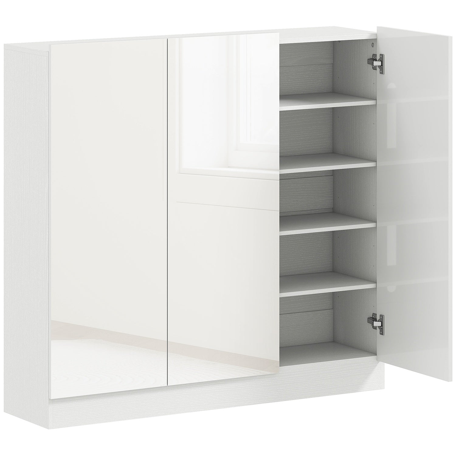 Skoskåp, 10 hyllor, ventilation, mjukstängning, vitt trä