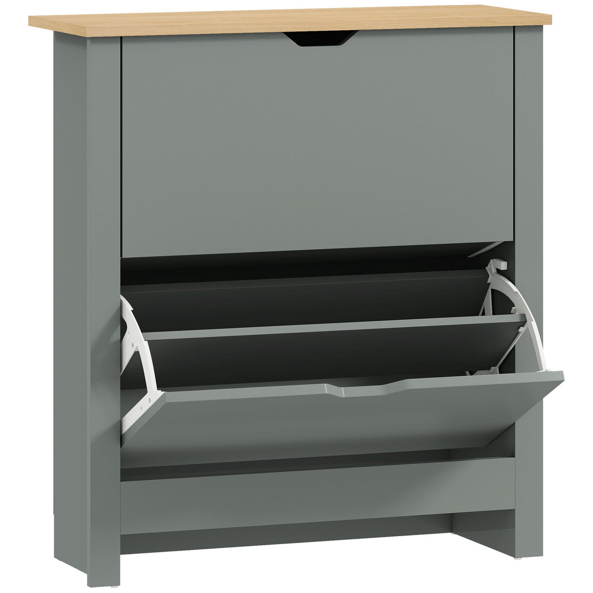 Skoskåp med 2 fällbara fack, 72 x 26 x 80 cm; ljusgrå