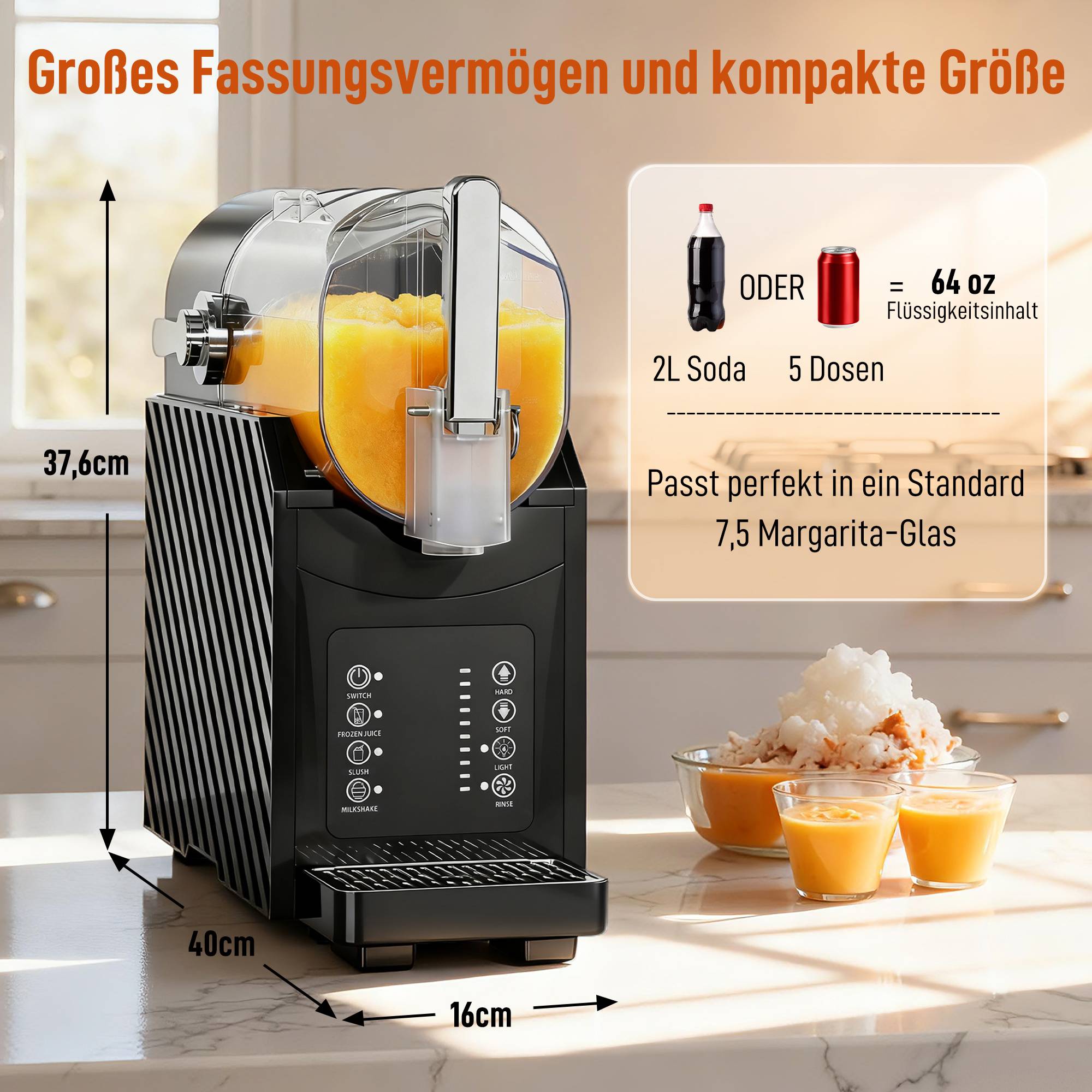 Slushmaskin, Snabbkylning, 2,4L kapacitet, Svart