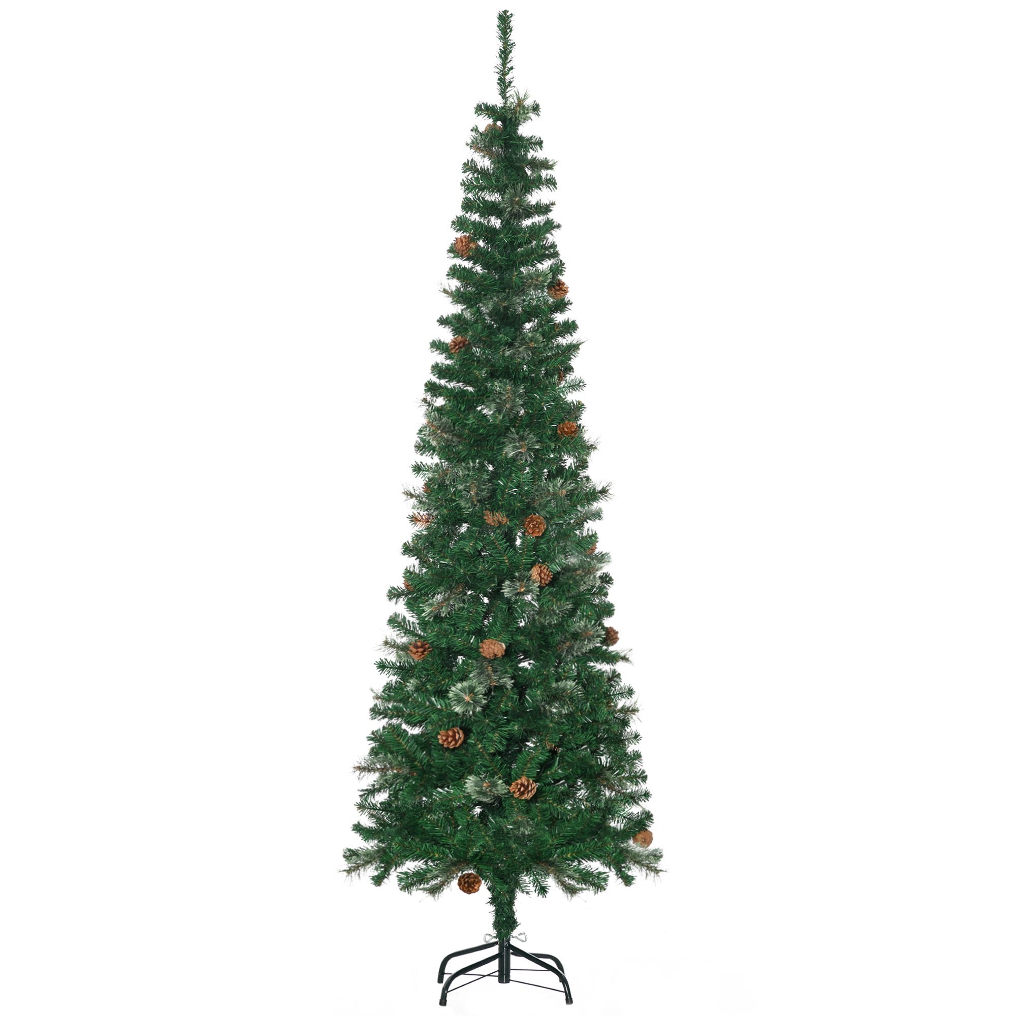 Smal konstgjord julgran, grön, 195 cm, inomhusbruk