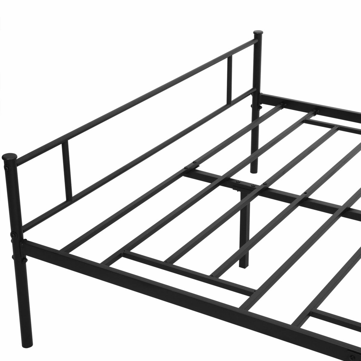 Sängram i metall med huvudgavel, 300 kg kapacitet, svart