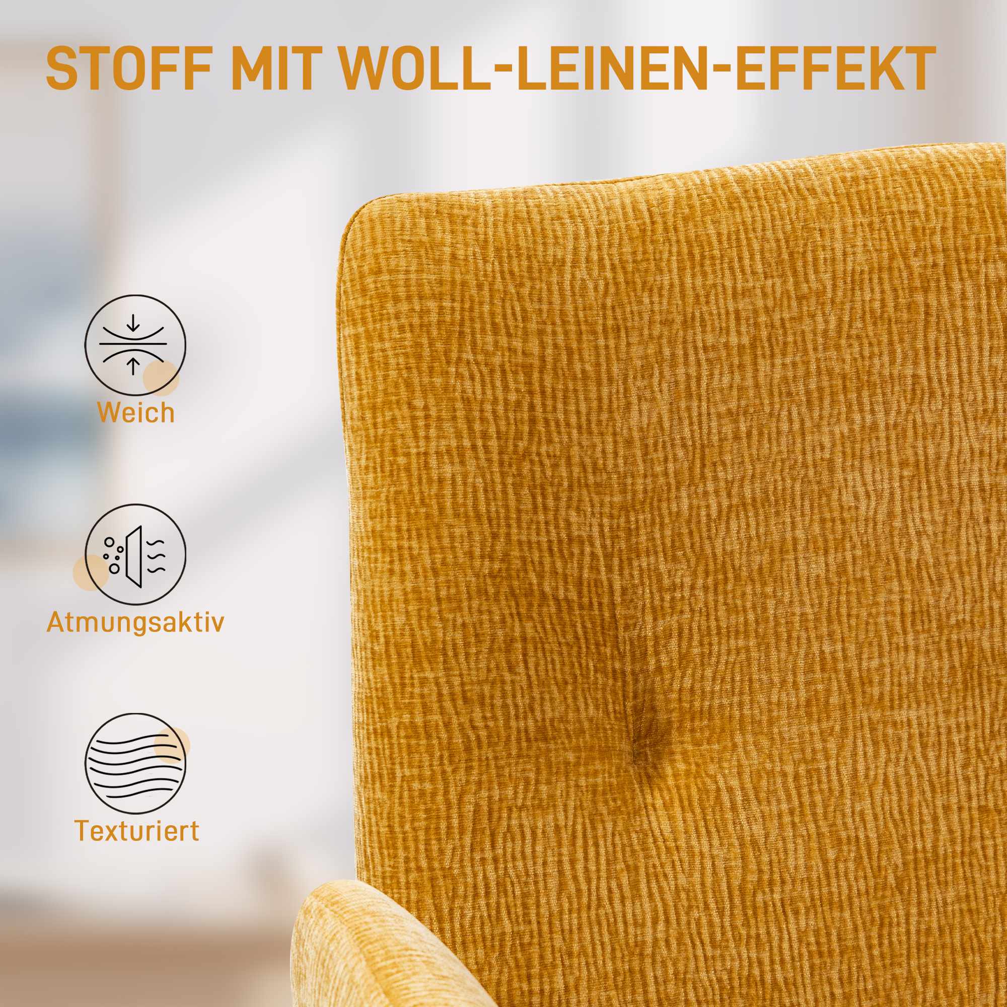 Snurrstol, modern design, gul, 120 kg kapacitet
