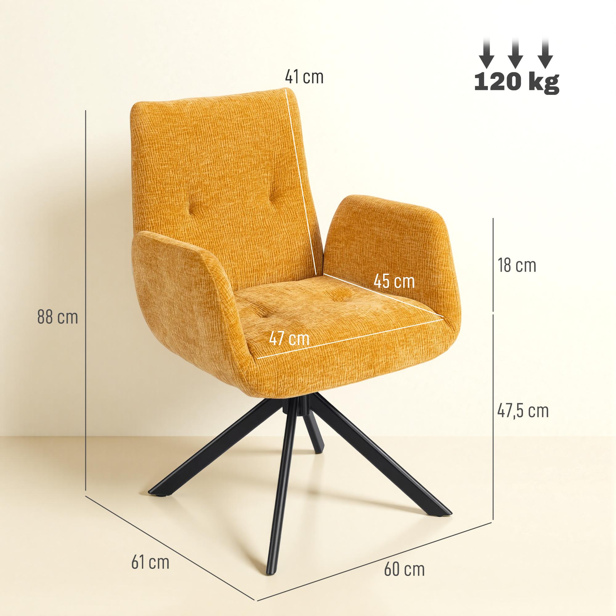 Snurrstol, modern design, gul, 120 kg kapacitet