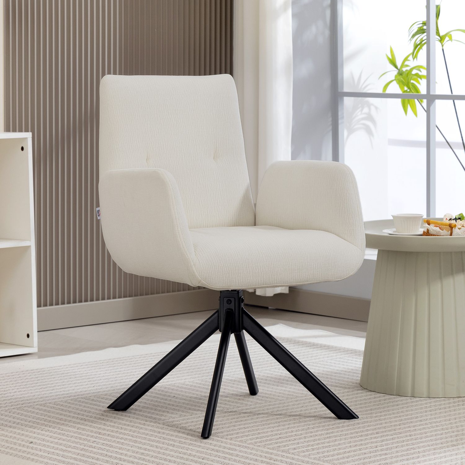 Snurrstol, modern design, krämvit, 120 kg kapacitet
