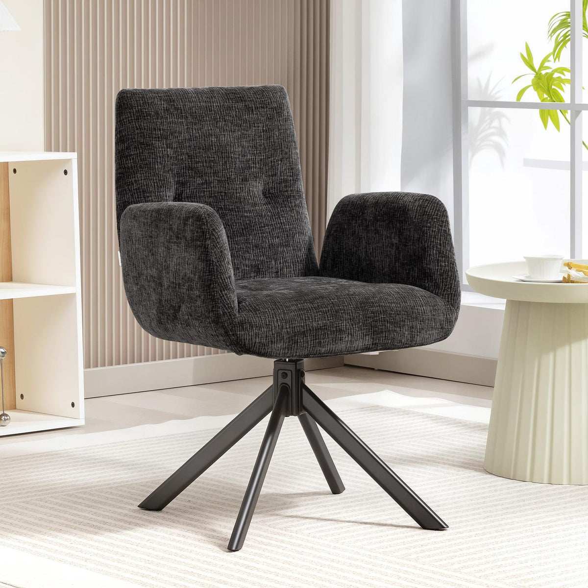 Snurrstol, modern design, svart, 120 kg kapacitet