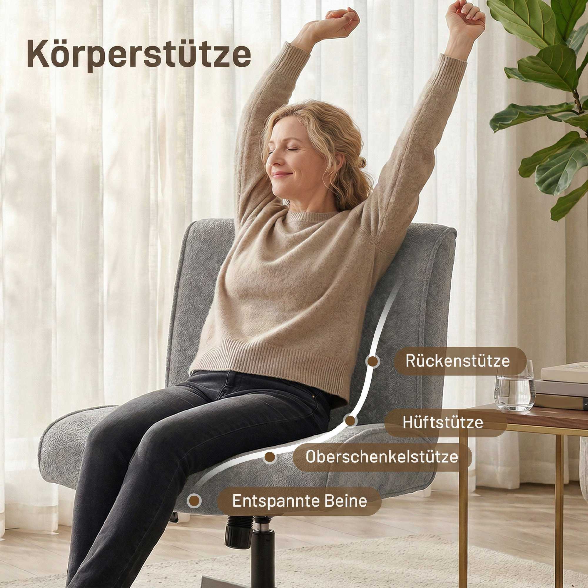 Snurrstol, sammetsklädd, justerbar höjd, grå