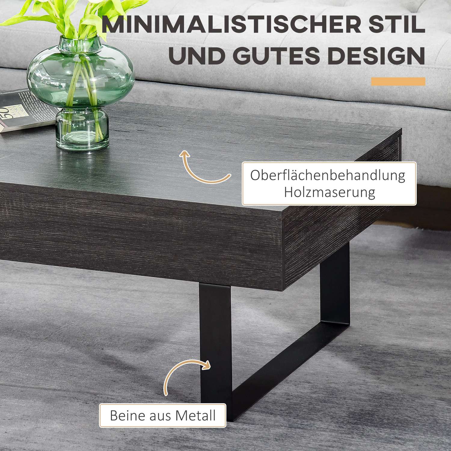 Soffbord med låda och hyllor, robust stålram