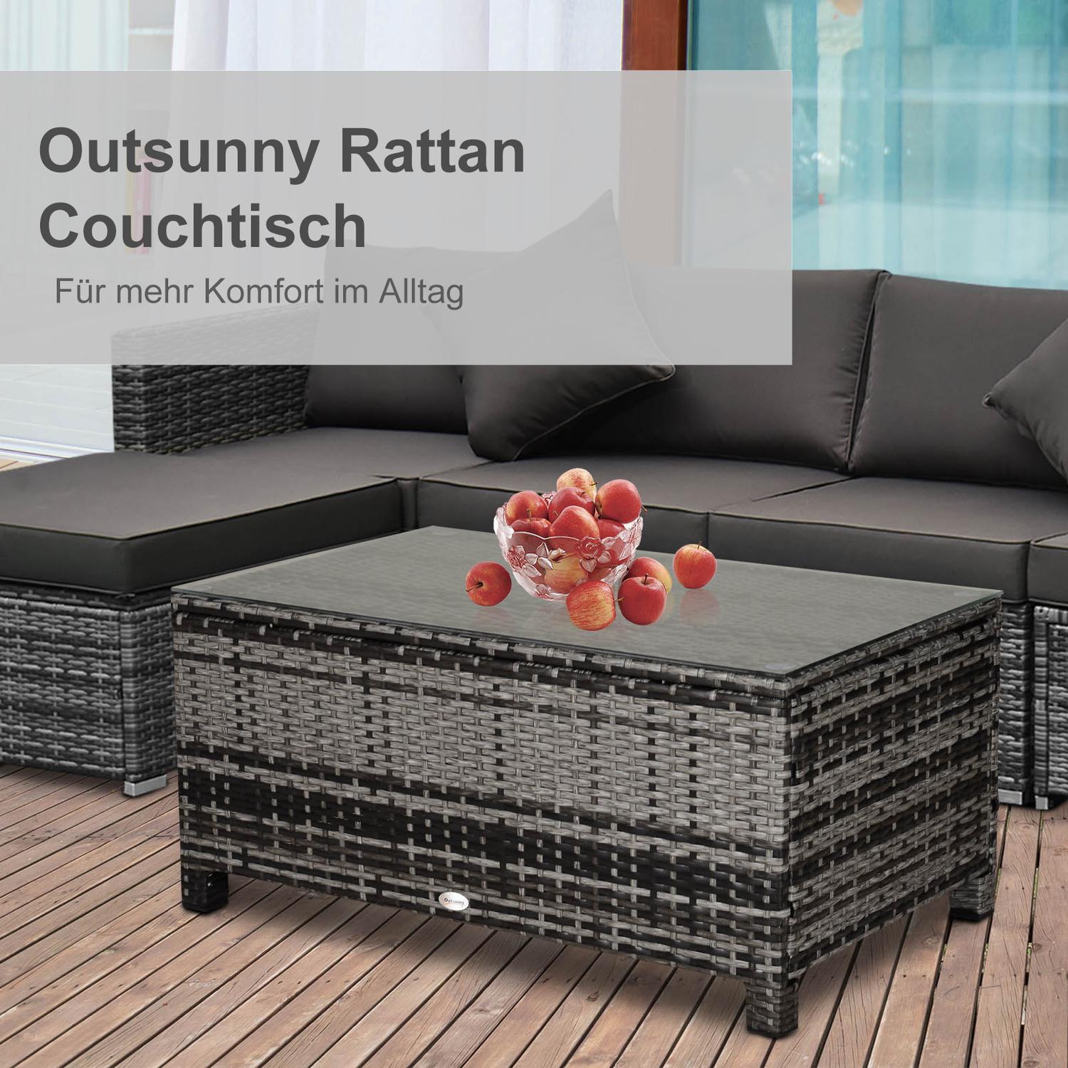 Soffbord utomhus – Polyrattan, Grå, 85 x 50 x 39 Cm