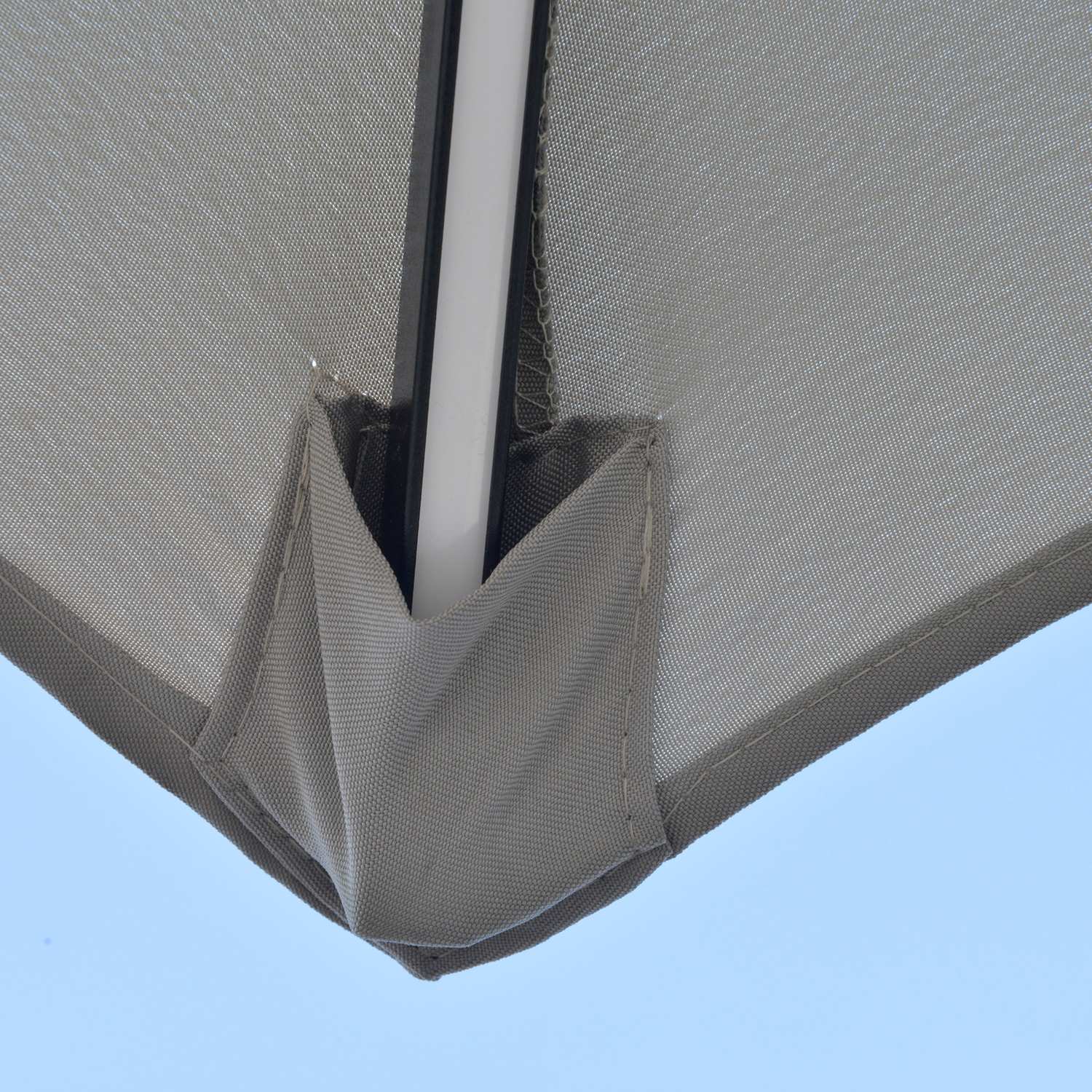 Solar LED Market Parasoll, 295 cm, Vattenavvisande, Ljusgrå