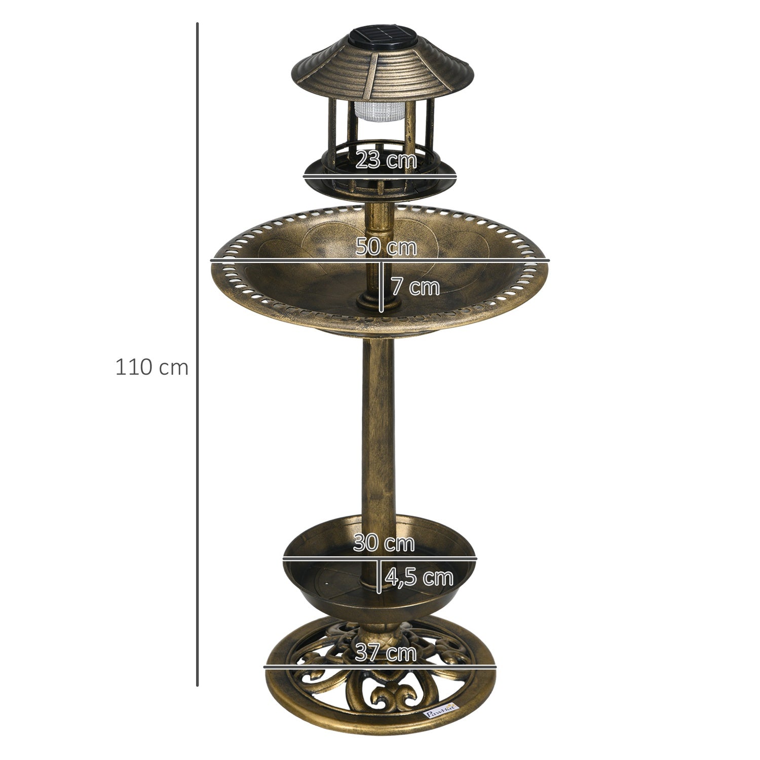 Solar fågelbadmatare – 110 cm höjd, bronsfinish