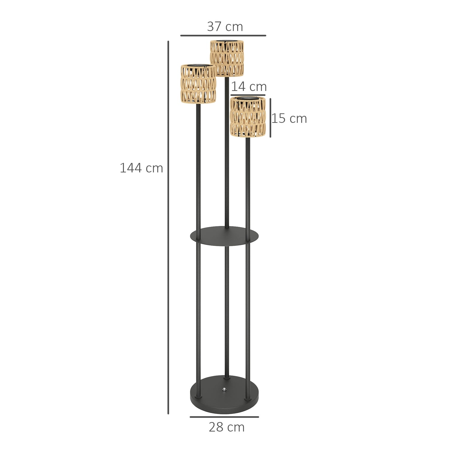 Solar golvlampa, rotting, Boho Style, utomhus, IP44 vattentät