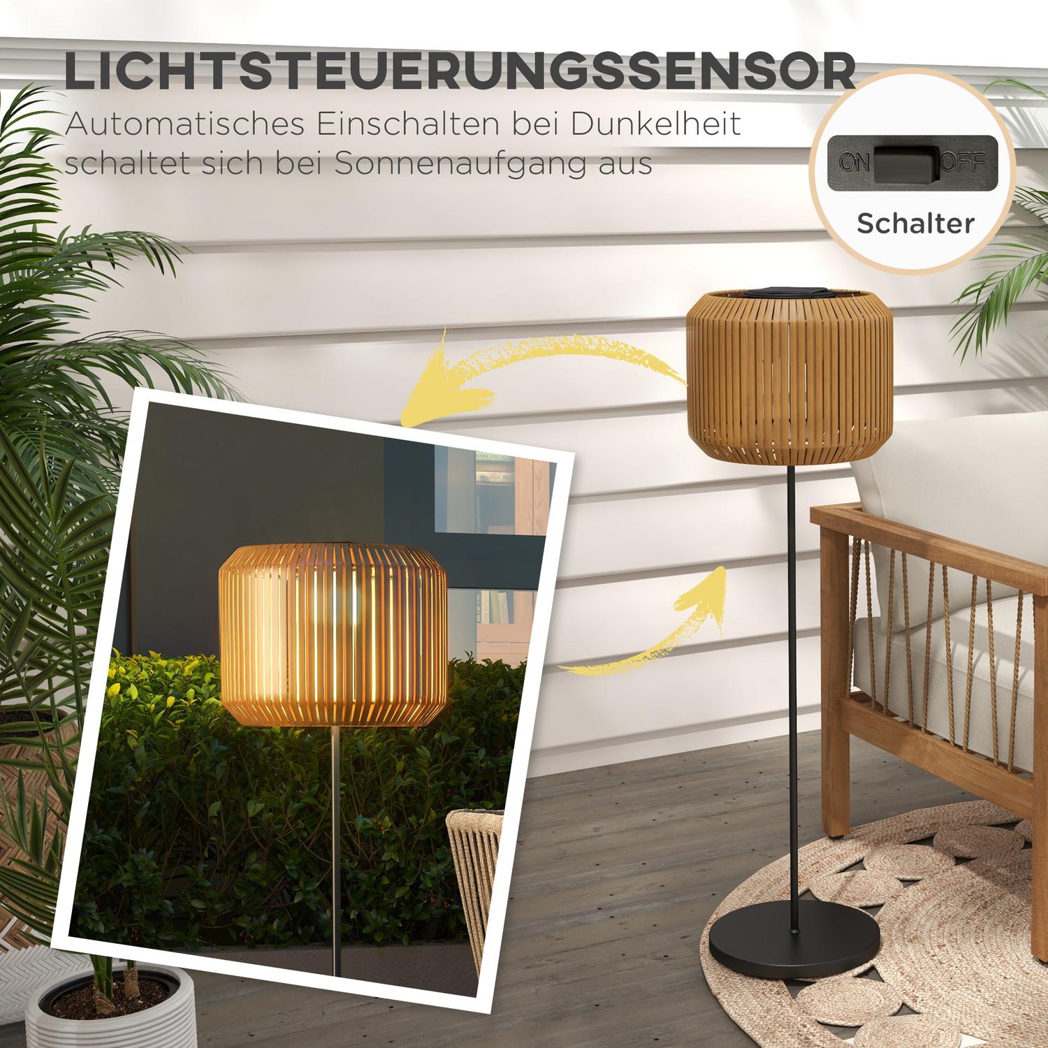 Solar rotting golvlampa, varmt ljus, automatisk på/av