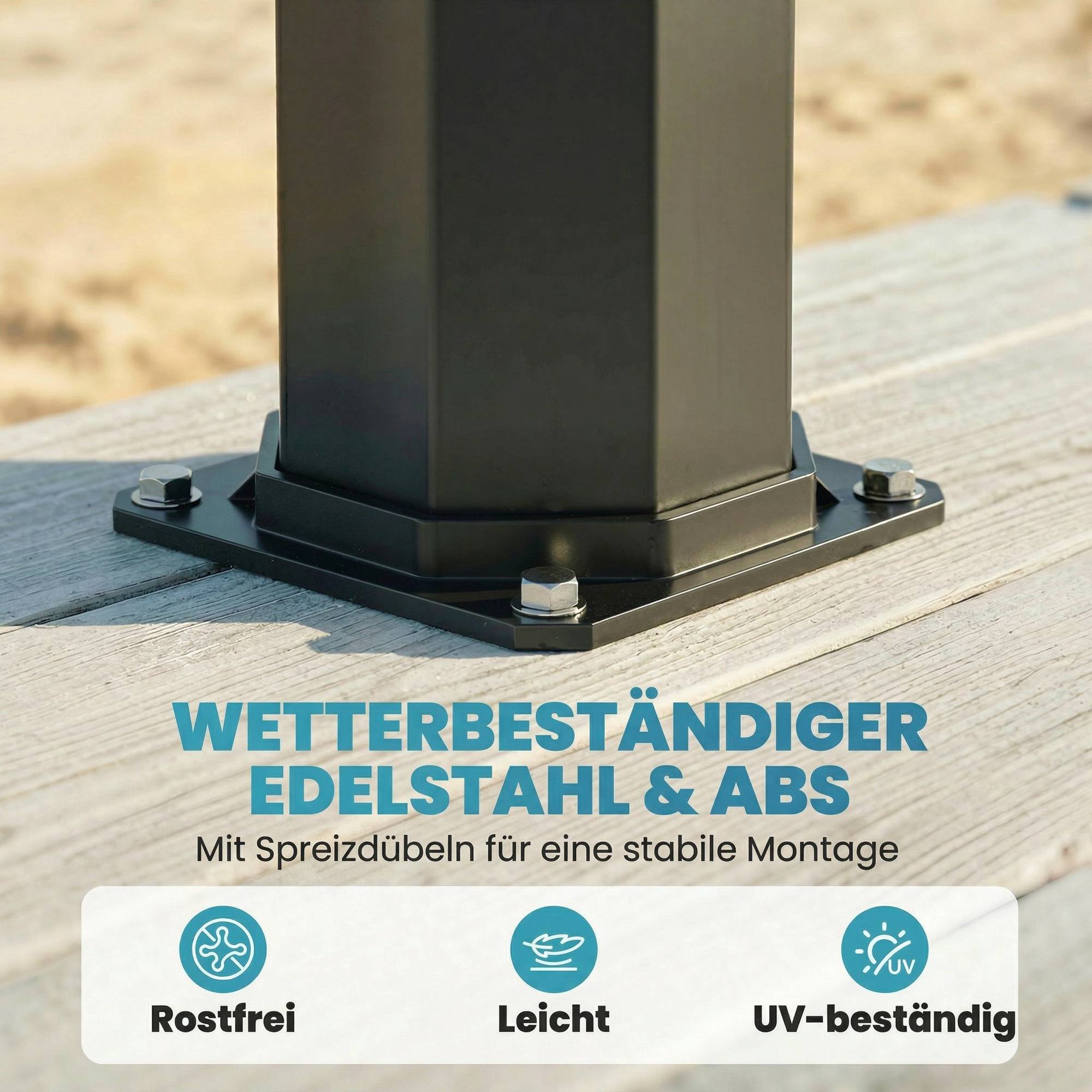 Solcellsdriven trädgårdsdusch 60L med regnduschmunstycke och temperaturkontroll