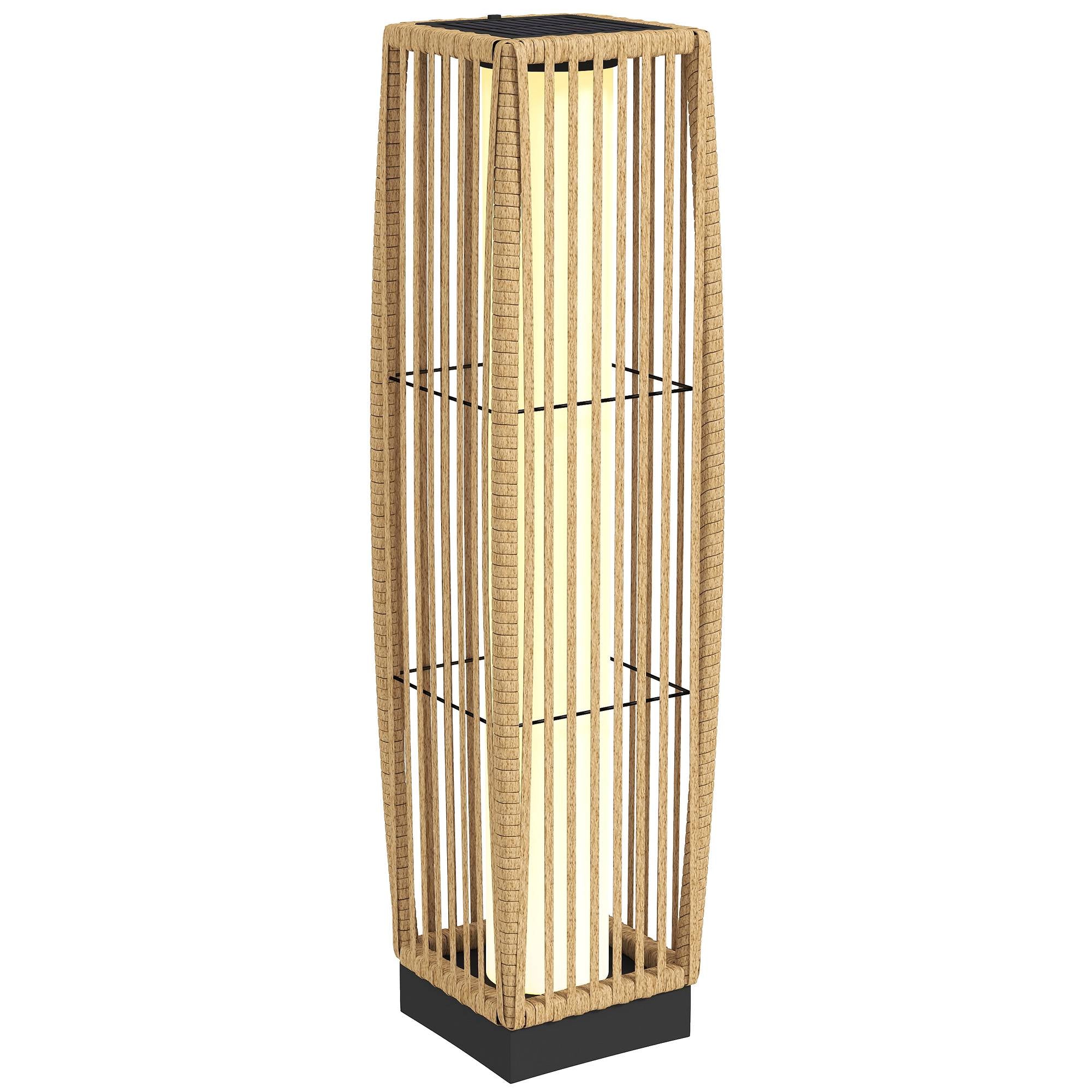 Solcellslampa i rotting, utomhus, IP44, automatisk på/av, 68 cm