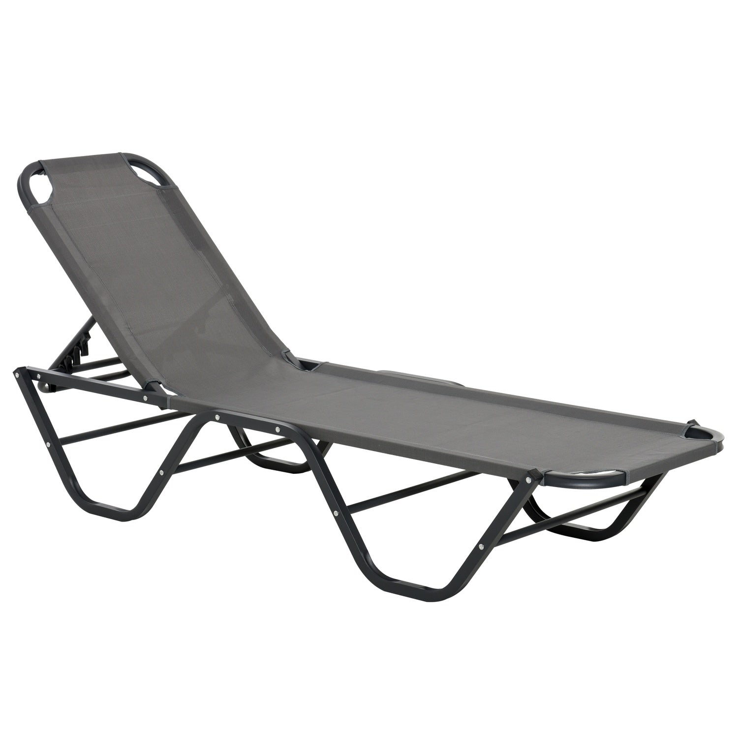 Solstol i aluminium, 5-vånings justerbar, grå/svart