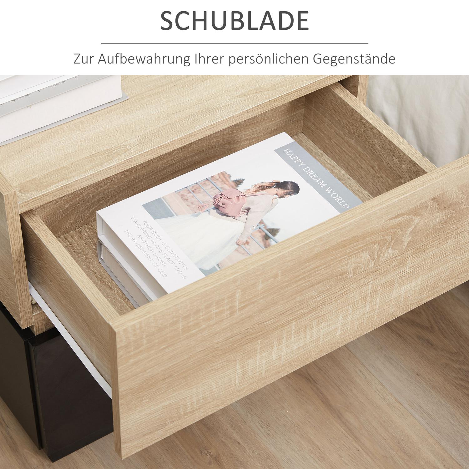 Stapelbart Black & Natural Nattduksbord, 50x40x47,5 cm