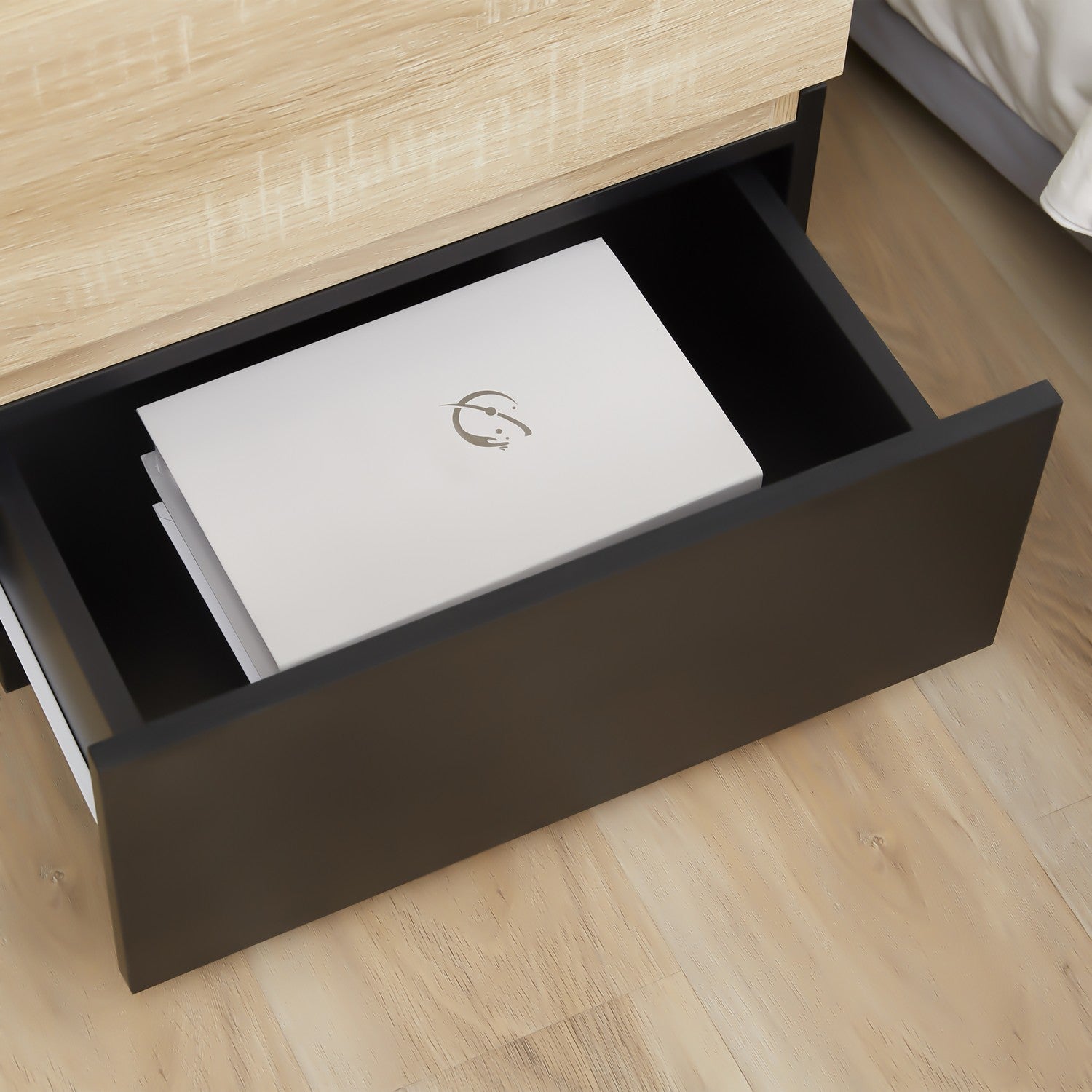Stapelbart Black & Natural Nattduksbord, 50x40x47,5 cm