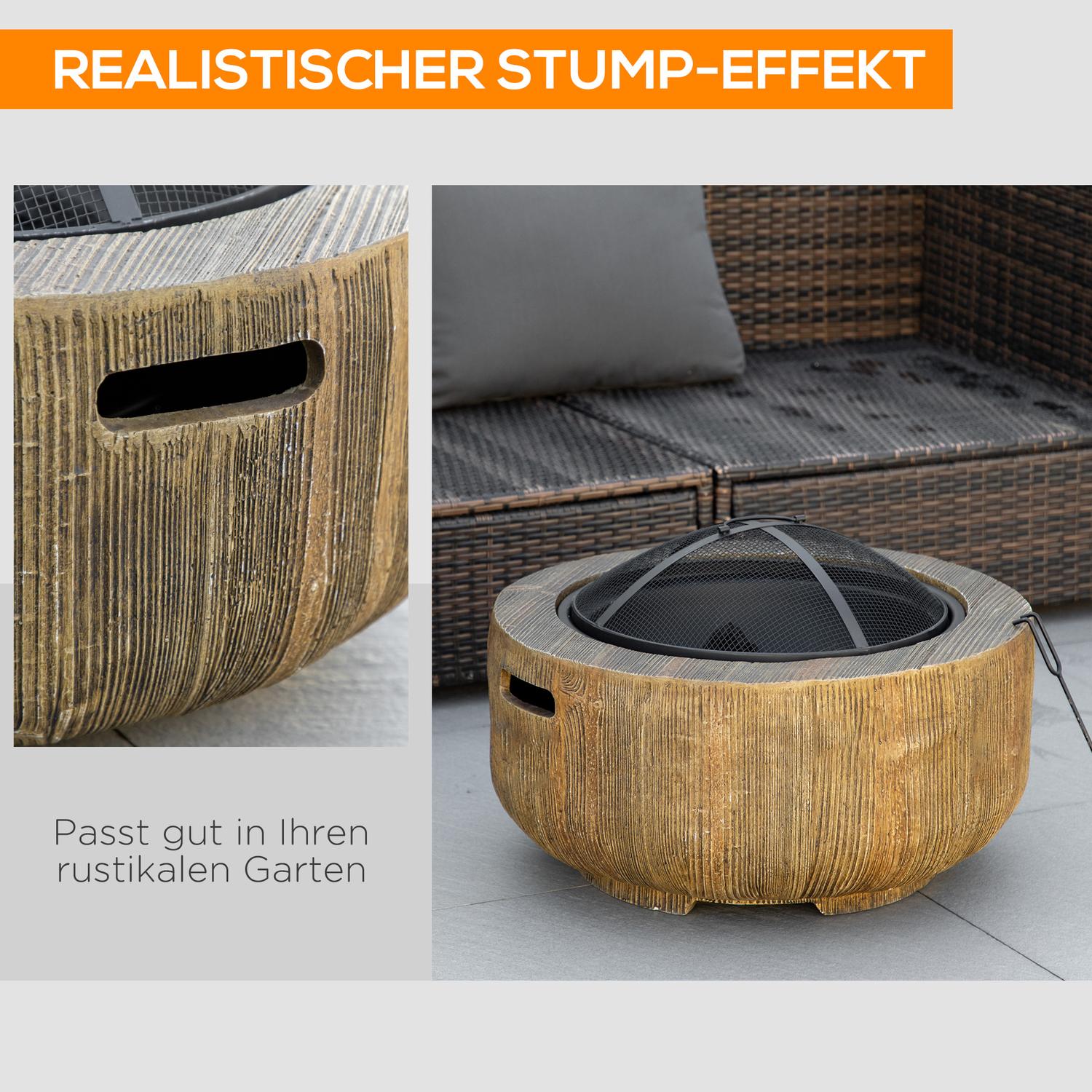 Steel Fire Pit Bowl med lock & poker för trädgårdscamping