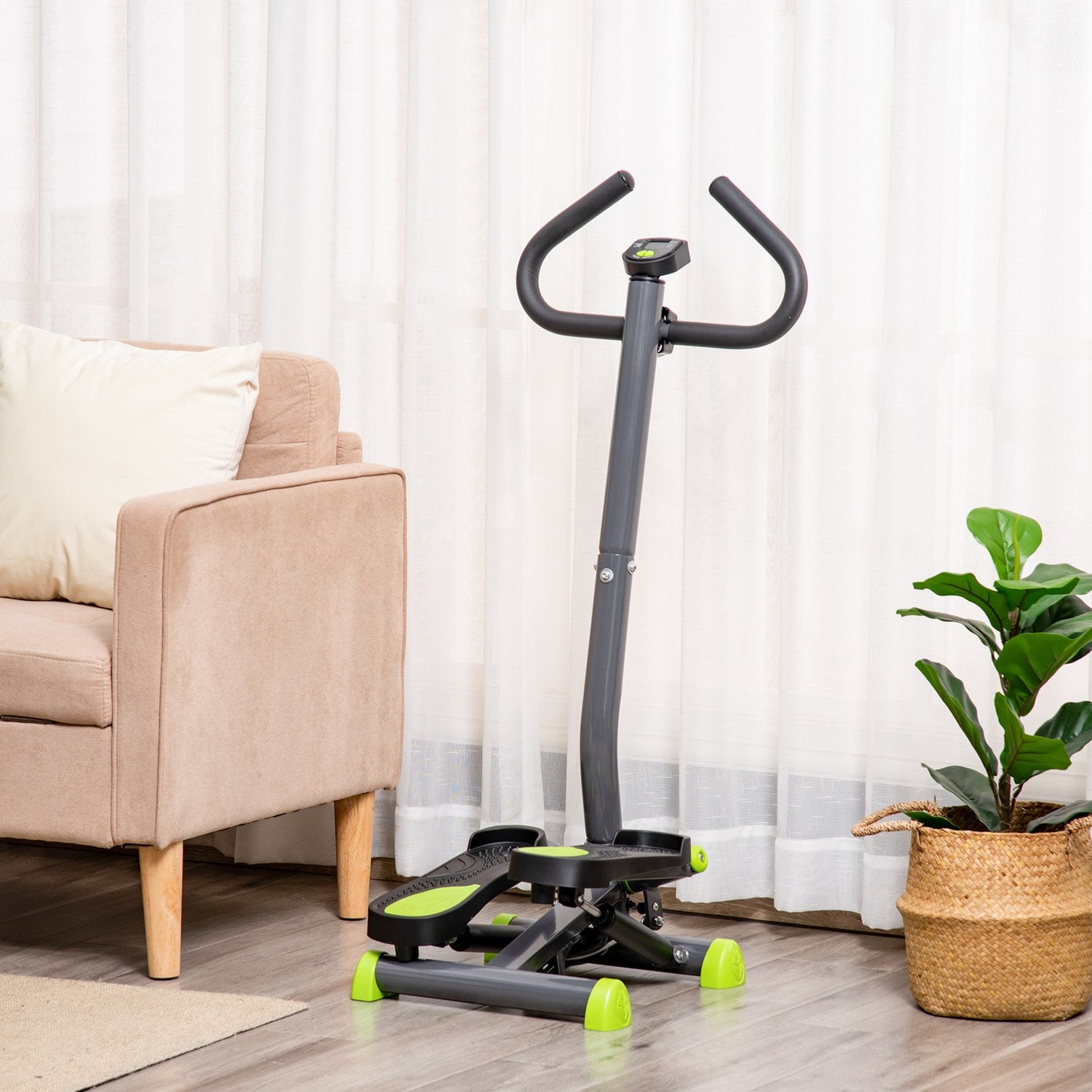 Stepperträningsmaskin med LCD, handtag, 100 kg kapacitet