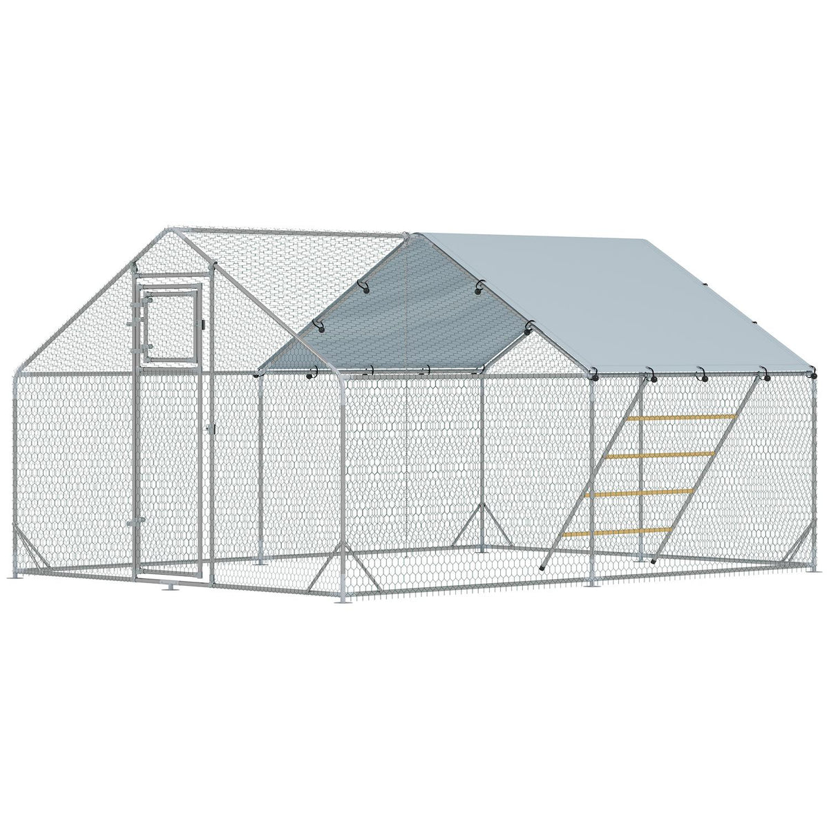 Poulailler en acier – protection UV, 300x400x195 cm, 12-18 poules