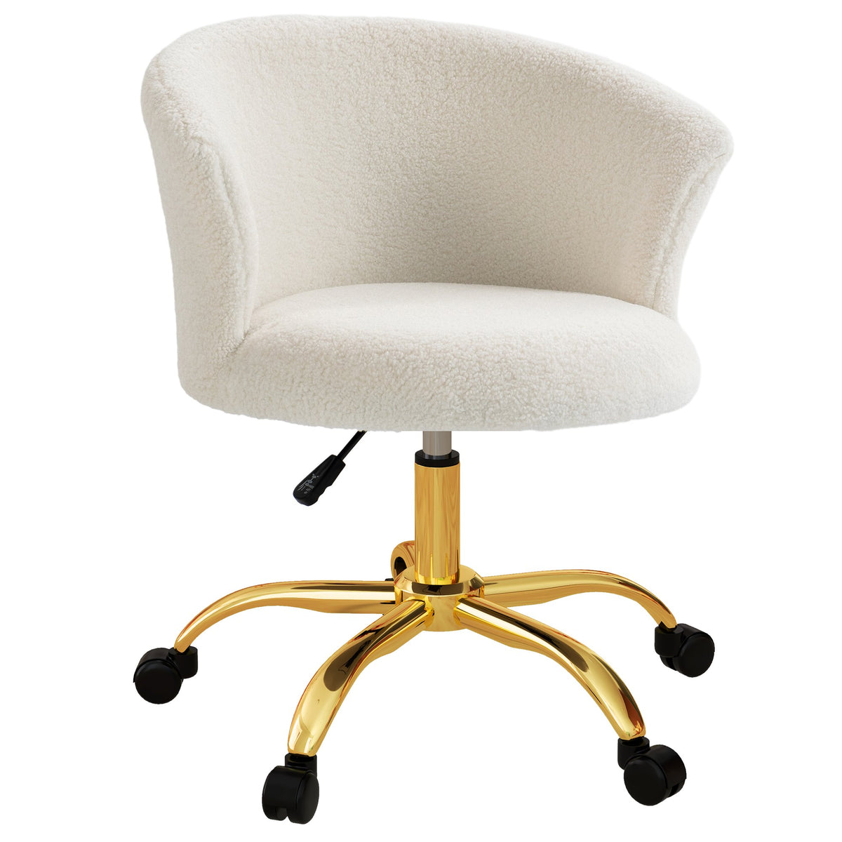 Ställbar kontorsstol, Teddy Fleece, 58x56x68-76 cm, Vit