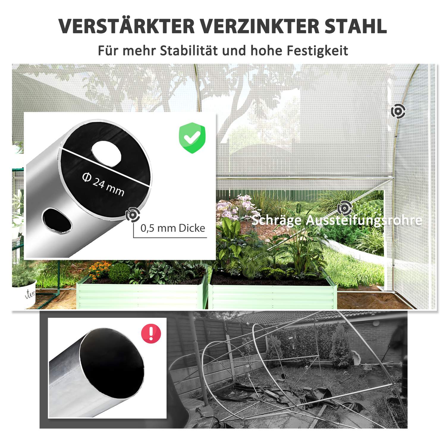 Stort filmväxthus, 3x2x2m, UV-beständigt, upprullbara sidor
