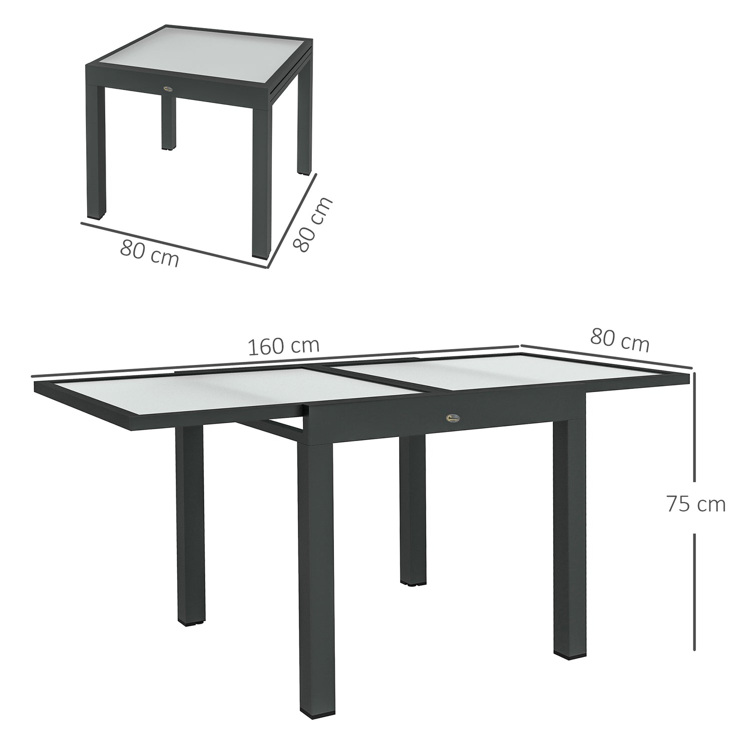 Stort trädgårdsbord utomhus – 160x80 cm, aluminiumstomme