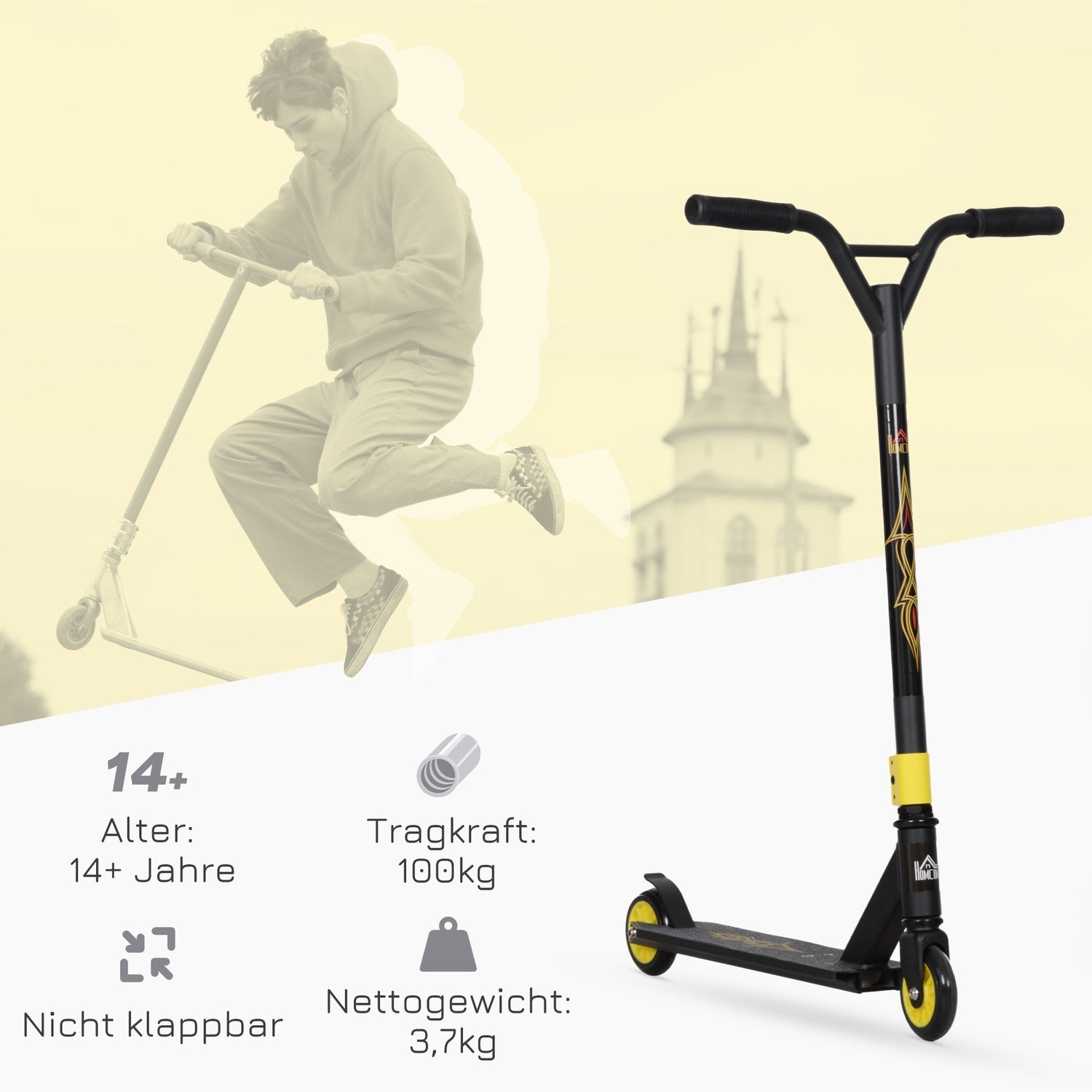 Stuntskoter med ABEC 9-lager & 100 mm hjul