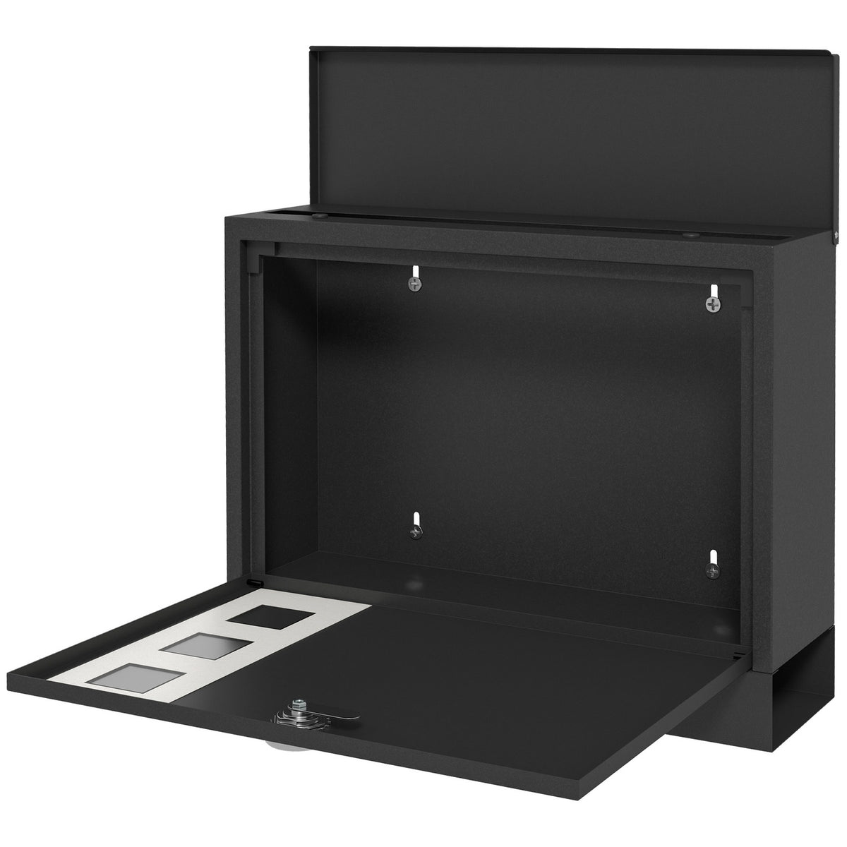 Boîte aux lettres en métal noir avec fenêtre & serrure, 36,5x11,5x29cm