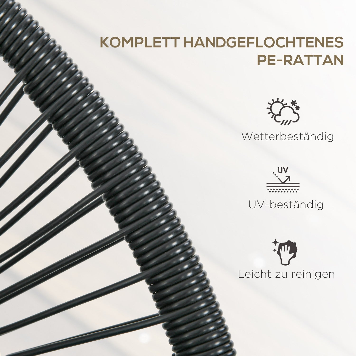 Svart polyrotting 2-sits trädgårdsbänk, 260 kg kapacitet