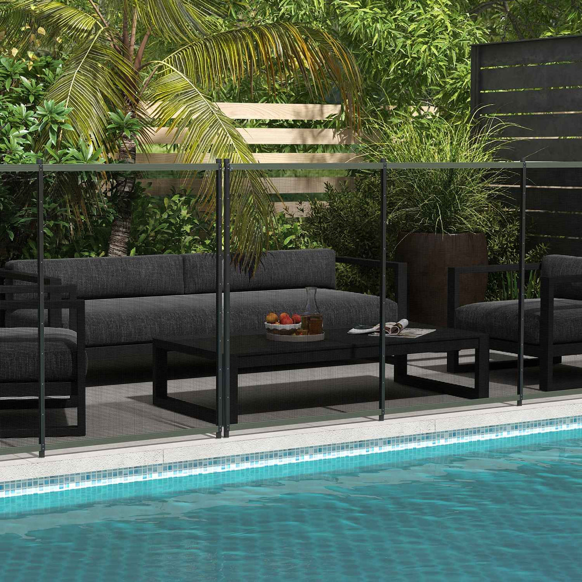 Clôture de jardin et piscine noire 365x126 cm, set de 4 panneaux