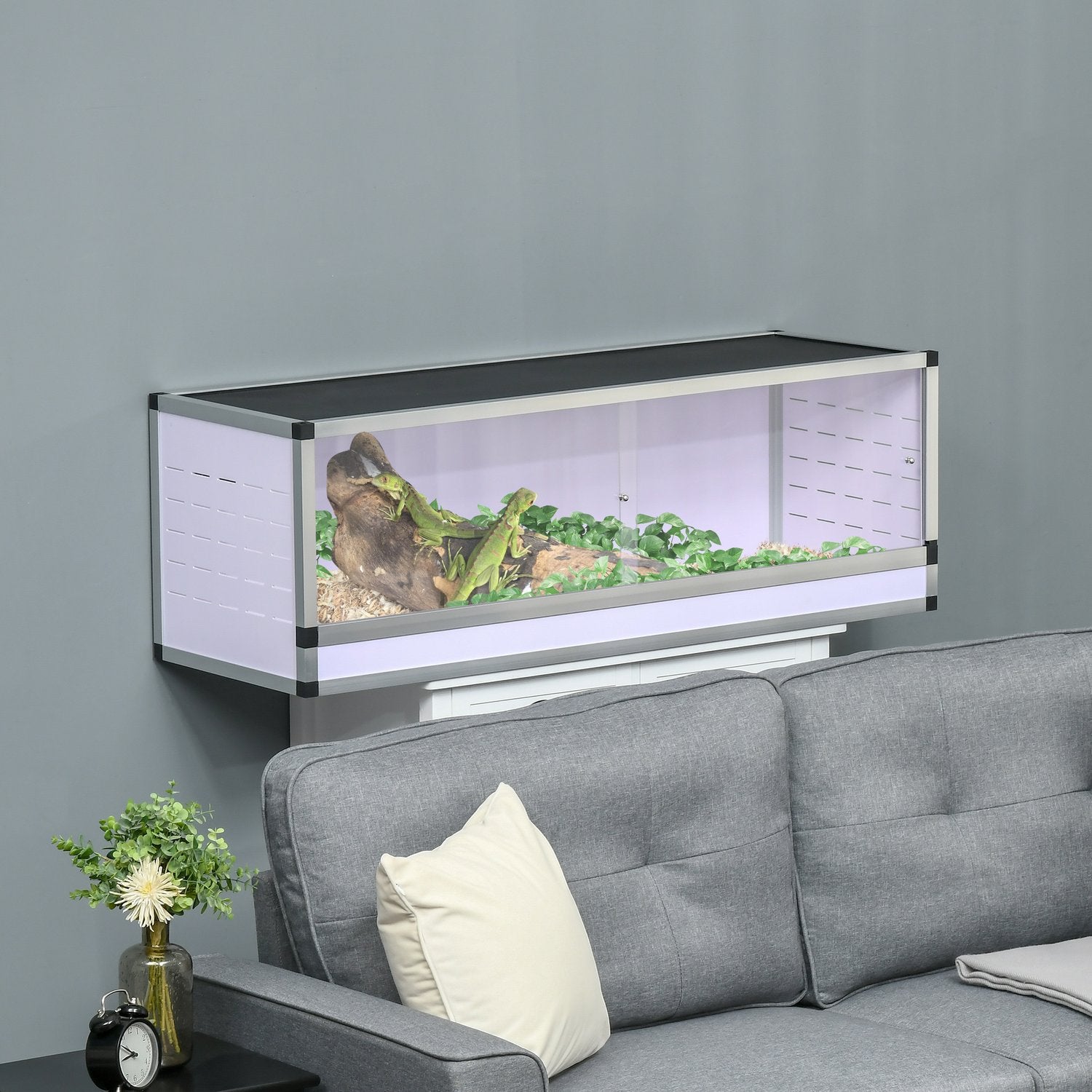 Terrariumuppfödningsbox för reptiler, amfibier och spindeldjur, aluminium, 120x40x40 cm