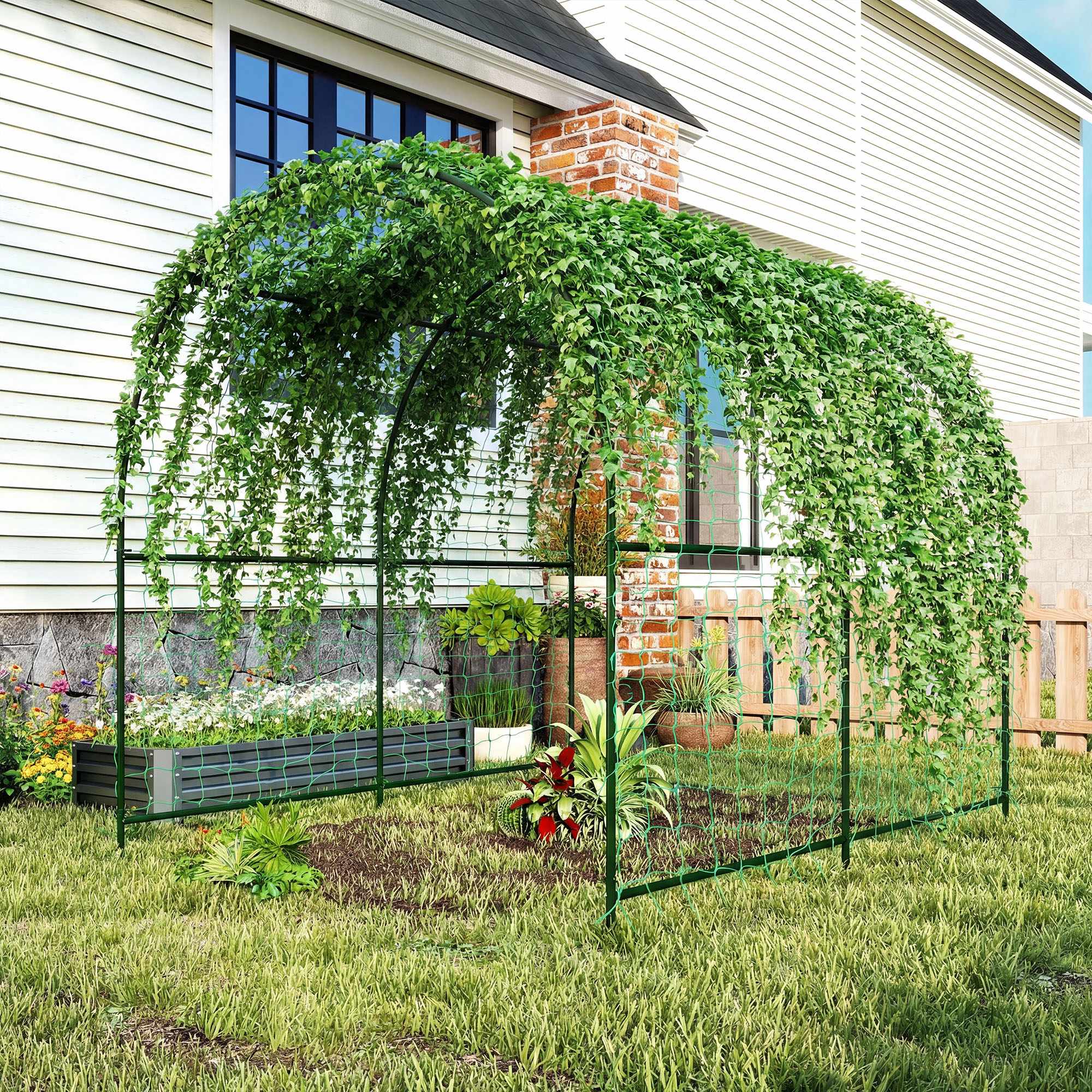 Tomatspaljébåge, stål, 216 cm, mörkgrön
