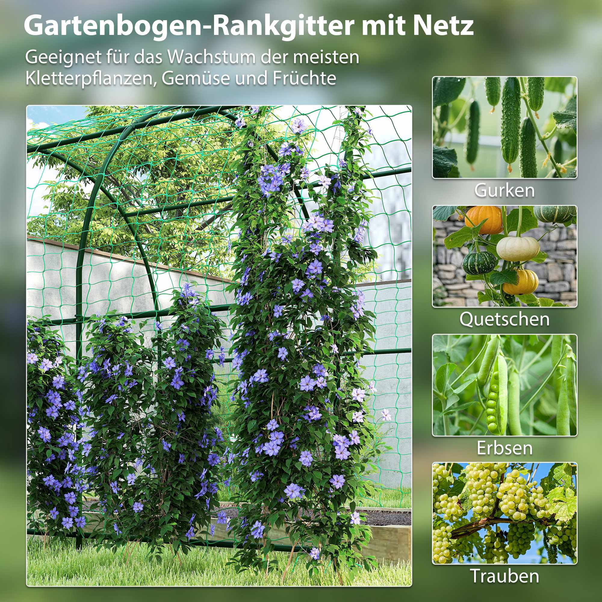 Tomatspaljébåge, stål, 216 cm, mörkgrön