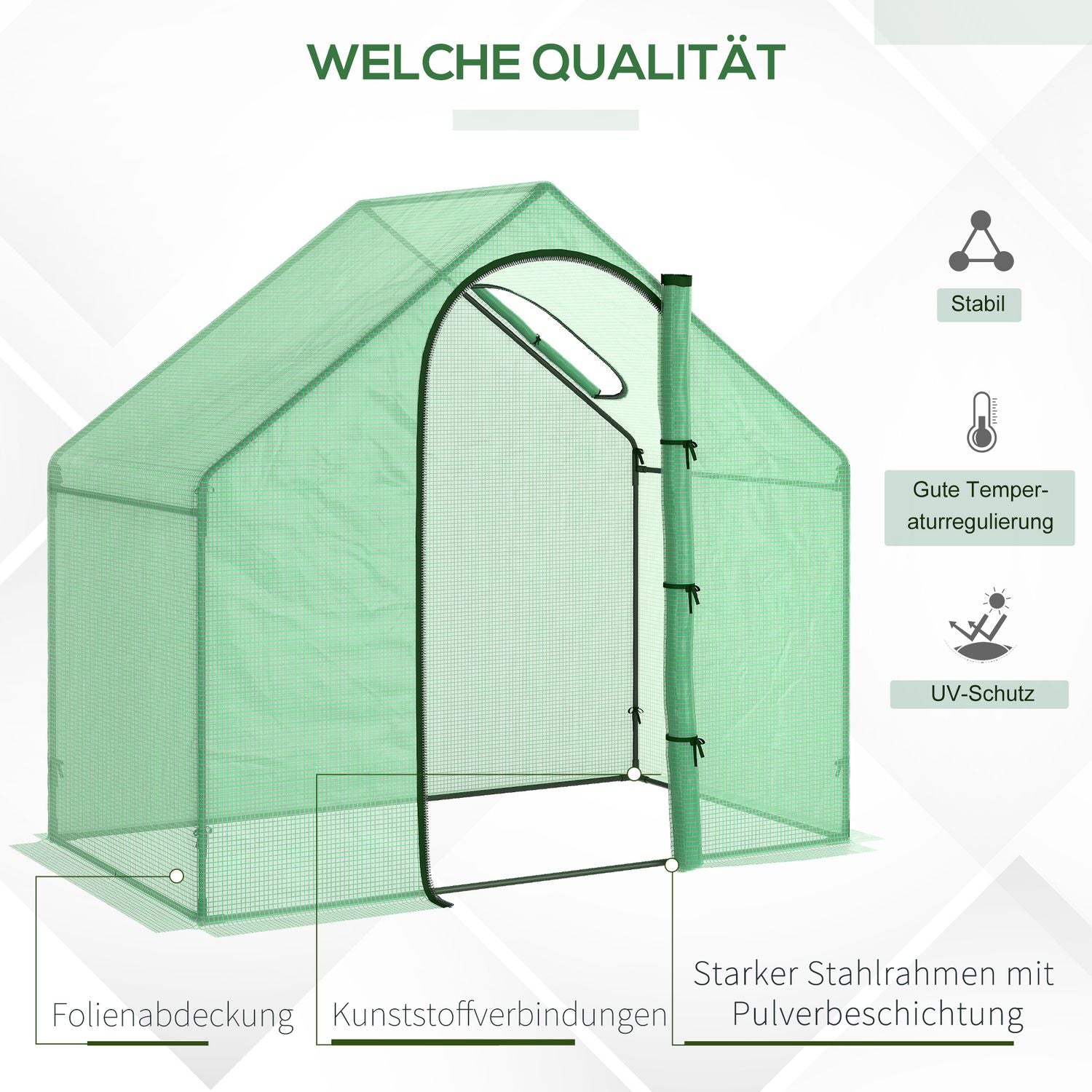 Tomatväxthus kall ram med fönster, dörr – stål, PVC, 180x100x168 cm