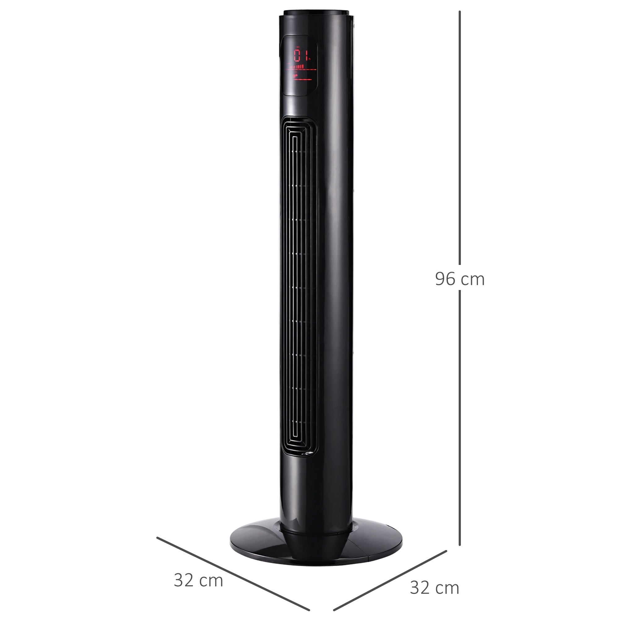 Tornfläkt, svart, fjärrkontroll, 3 hastigheter, 70 oscillationer