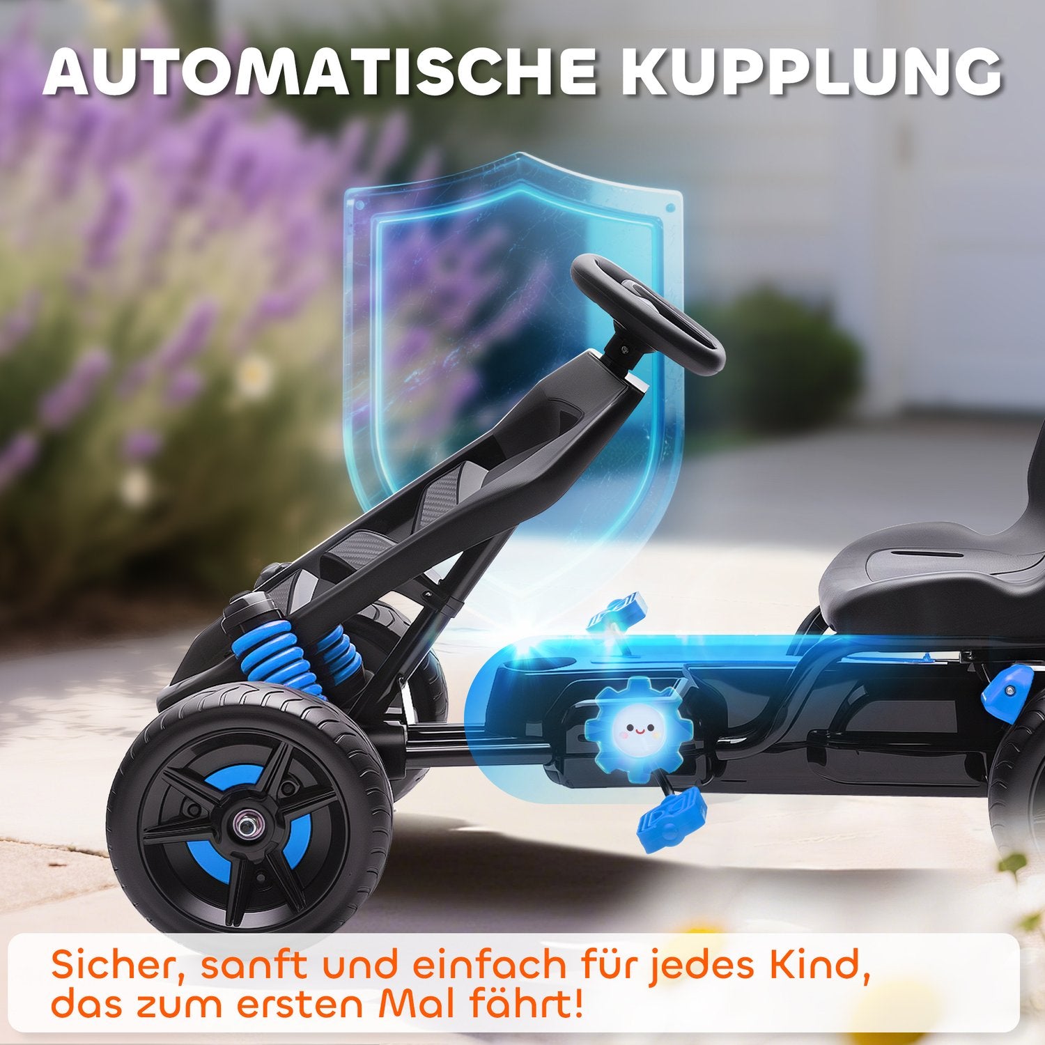 Trampgokart för barn, broms, halkfria hjul, 3-6 år